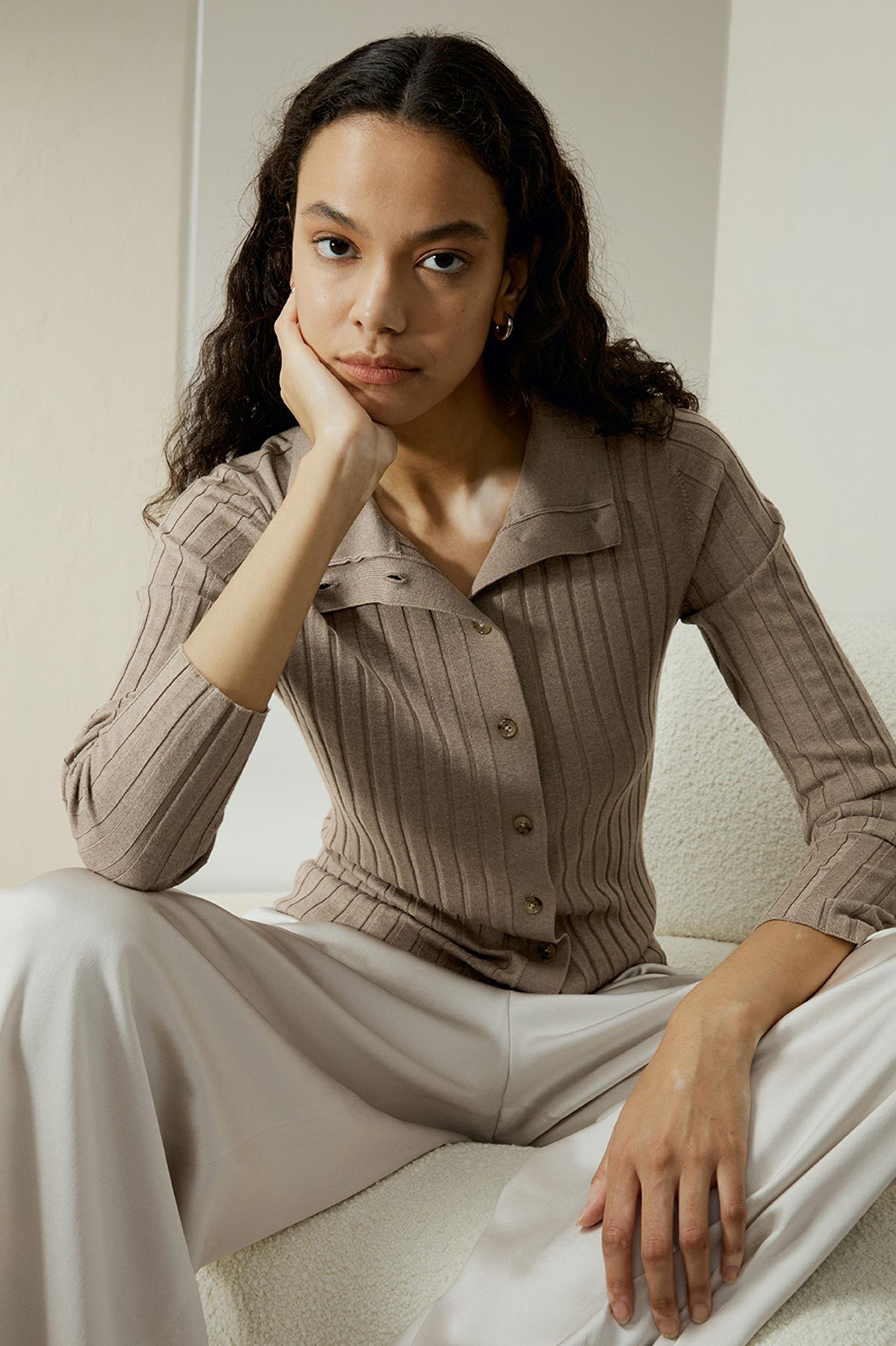 Ribbed Silk-Cashmere Blend Cardigan Product Image