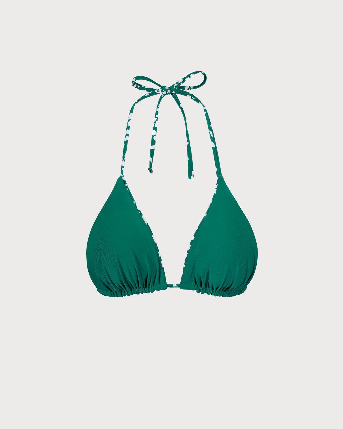 The Green Reversible Floral Triangle Bikini Top Product Image