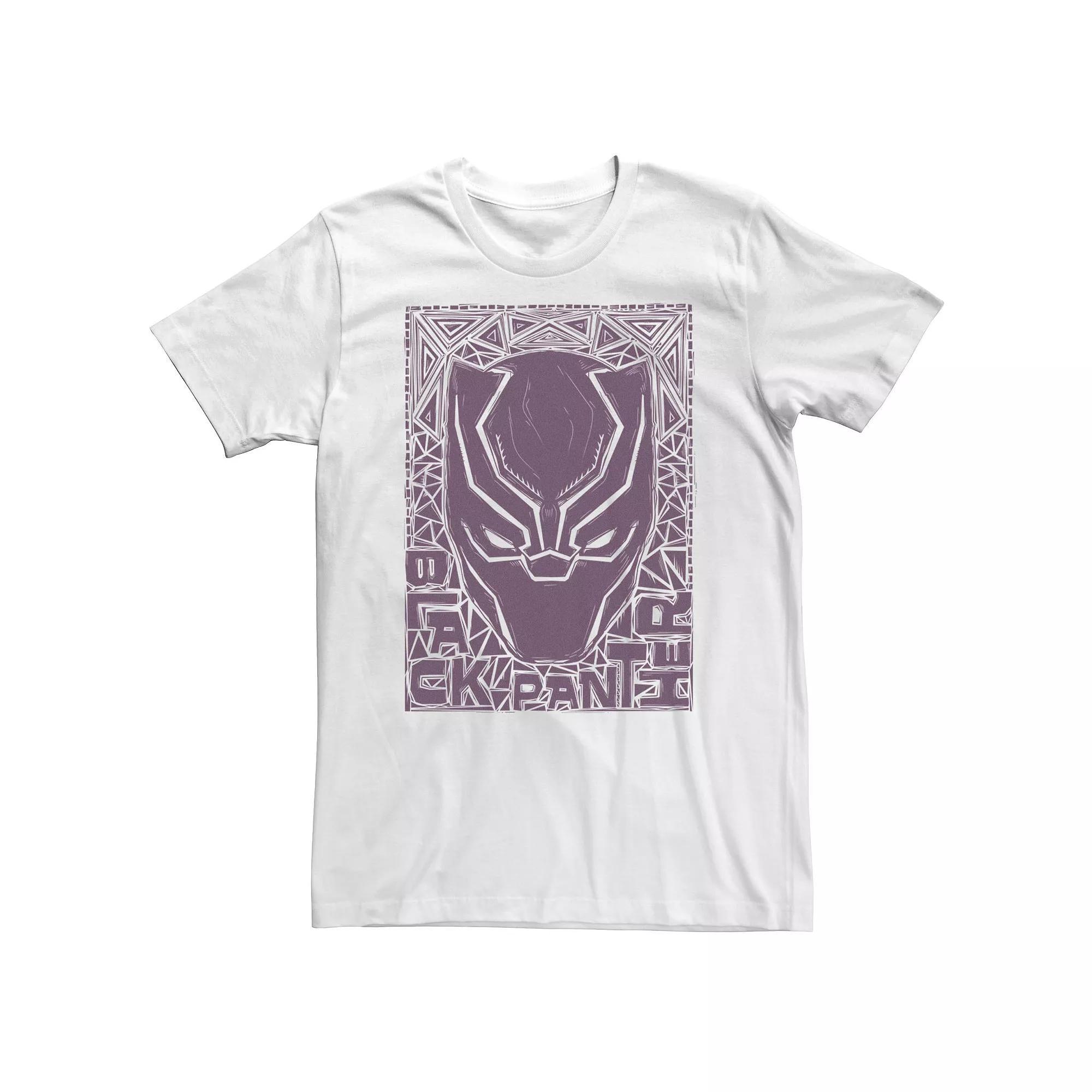 Big & Tall Marvel Black Panther Mask Woodcut Portrait Tee, Men's, Size: XL Tall, White Product Image