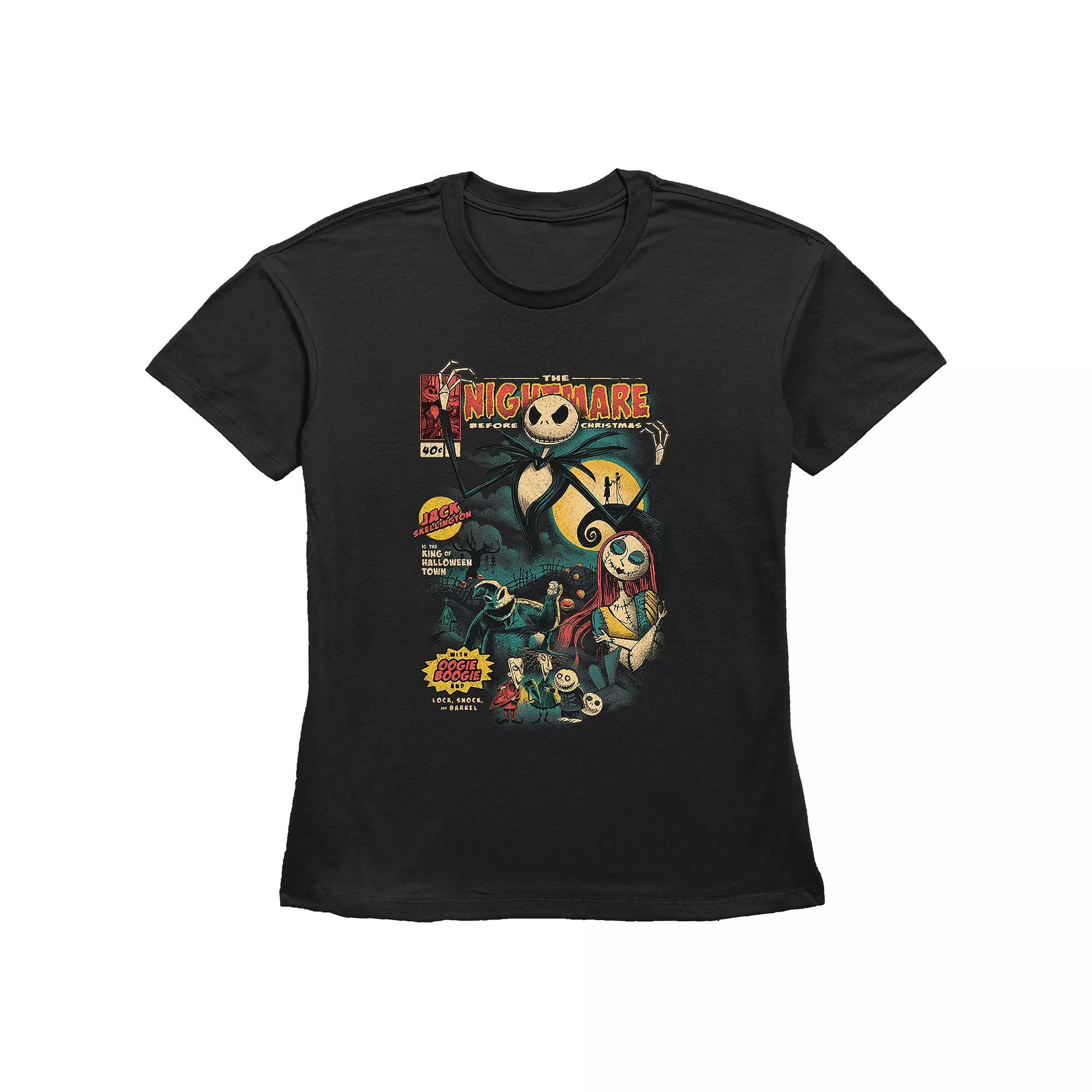Disney's The Nightmare Before Christmas Juniors' Graphic Novel Cover Graphic Tee, Women's, Size: XL, Black Product Image