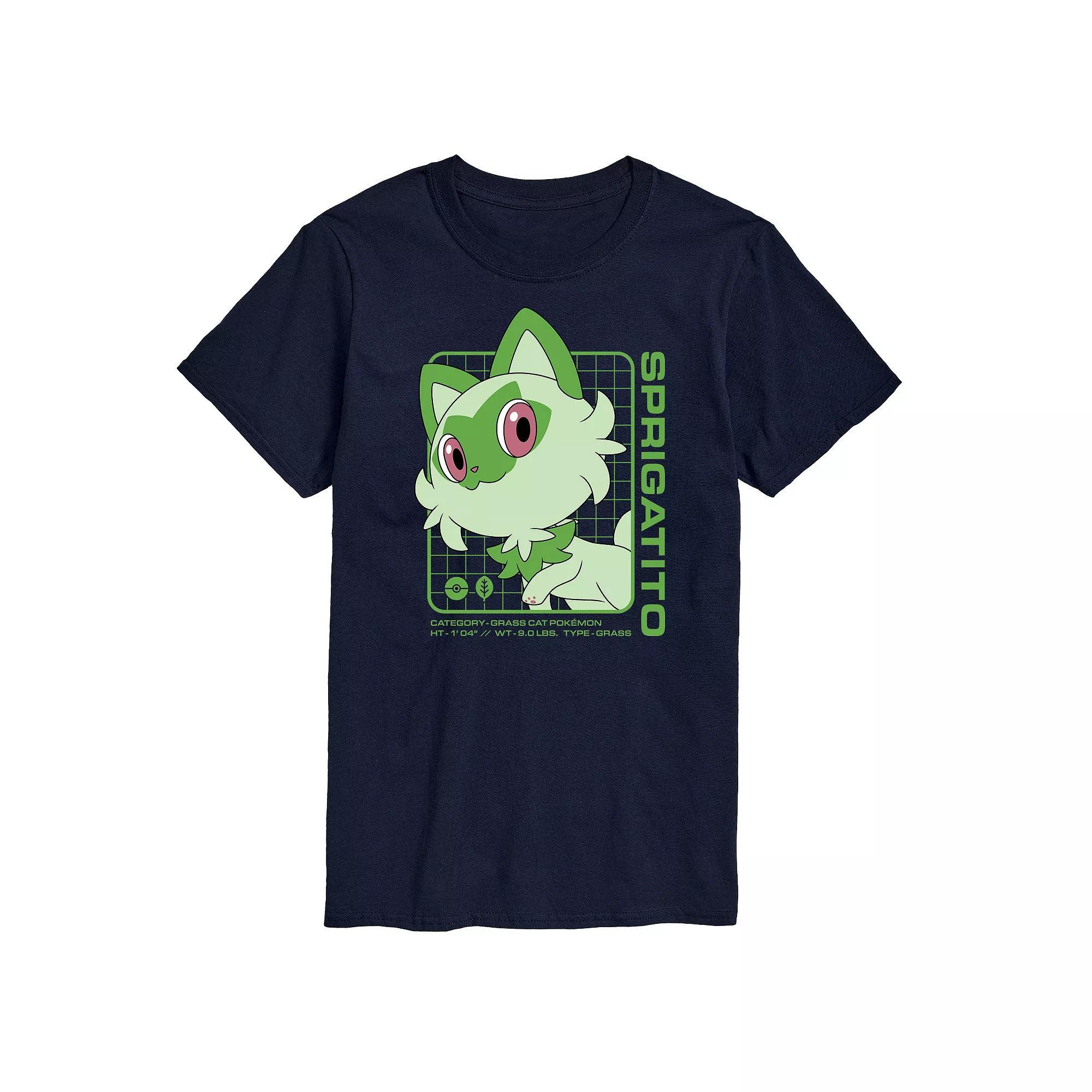 Mens Pokemon Sprigatito Stats Graphic Tee Blue Product Image