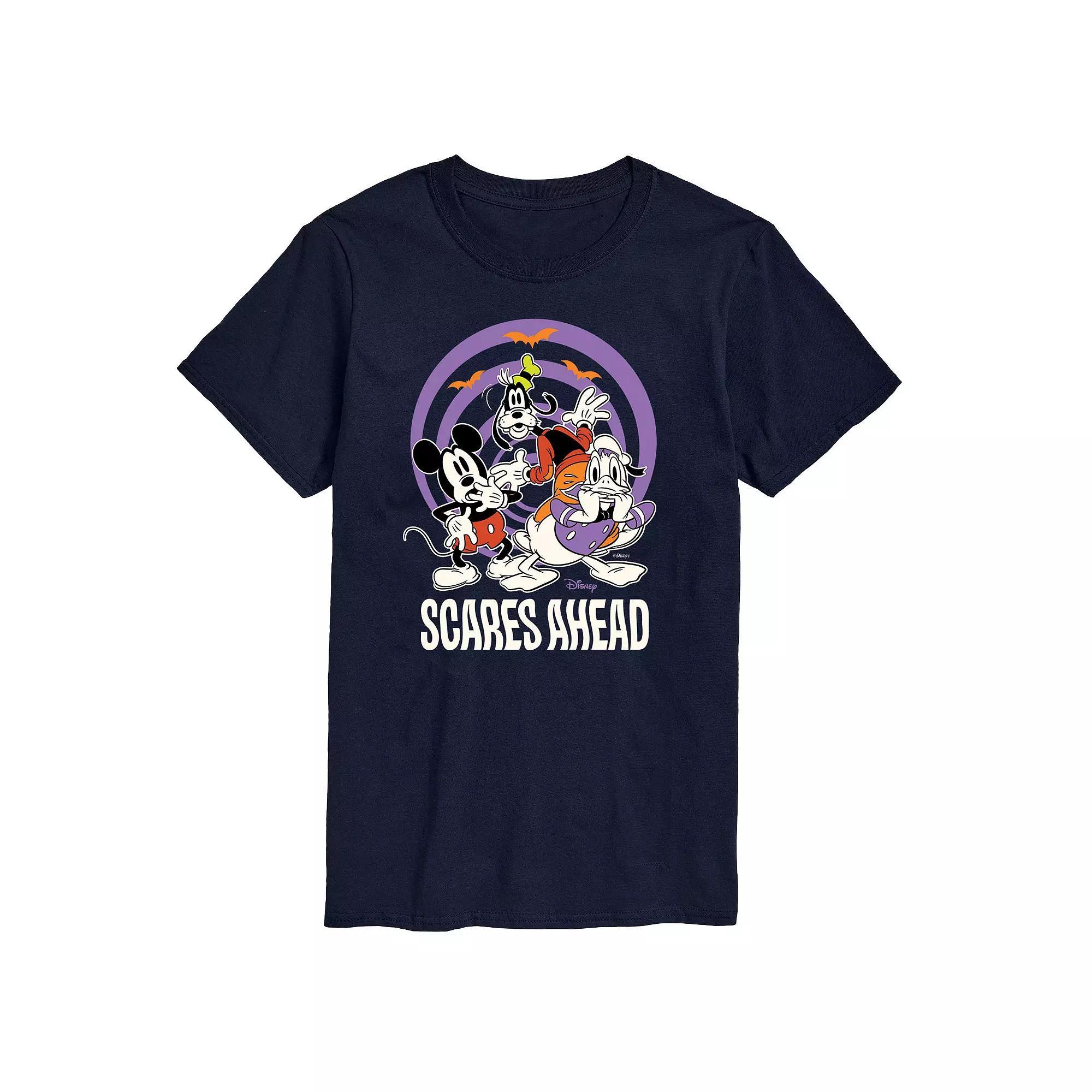 Disneys Big & Tall Mickey Mouse & Friends Scares Ahead Glow Graphic Tee, Mens Blue Product Image