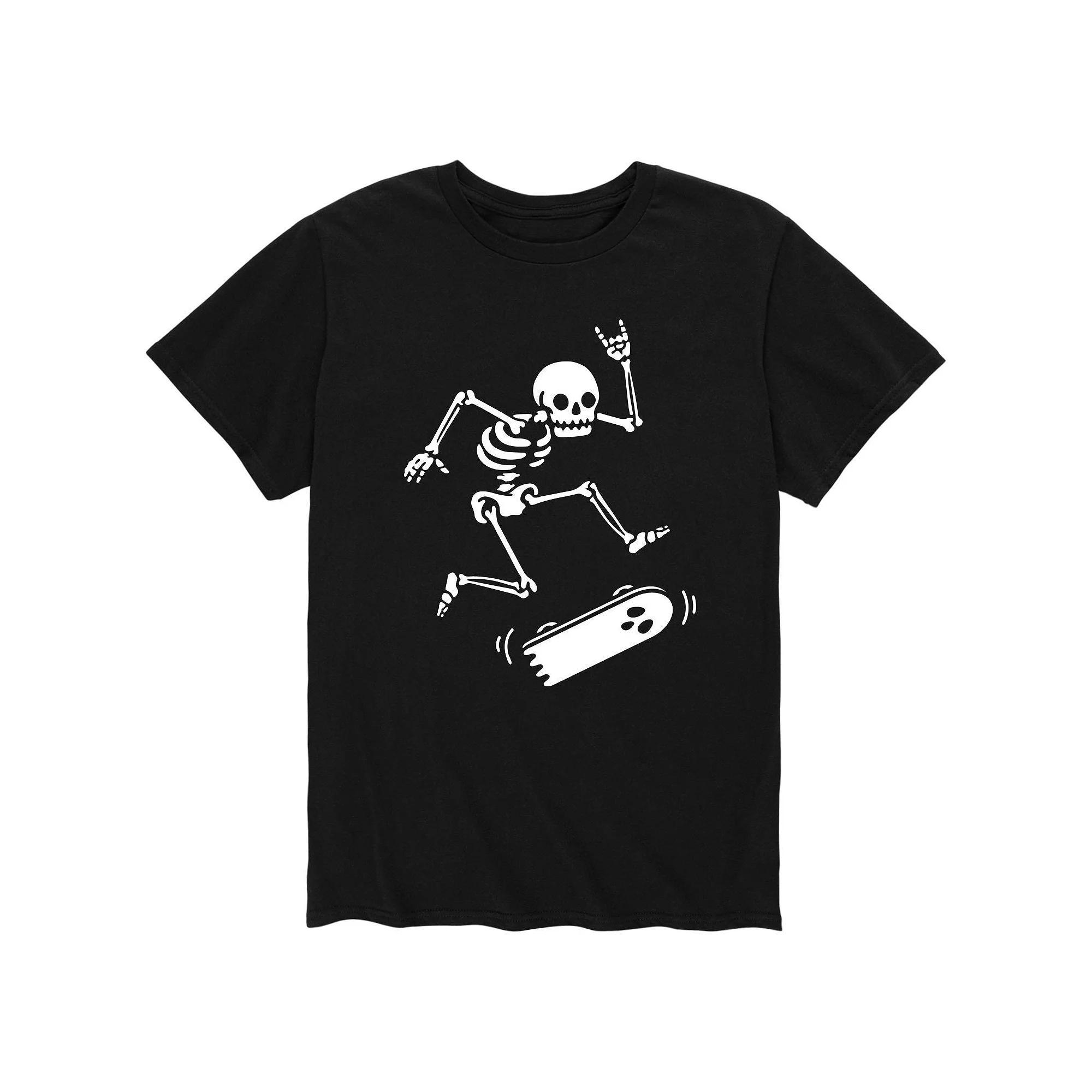 Men's Skateboarding Skeleton Tee, Size: Small, Black Product Image