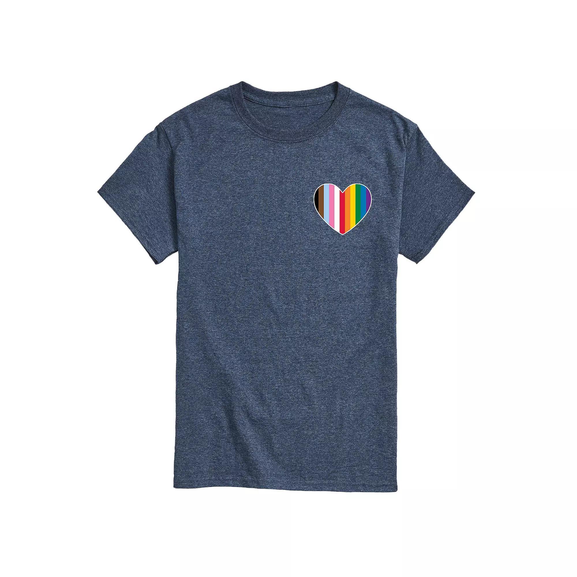 Mens LGBTQ Flag Heart Tee Grey Product Image