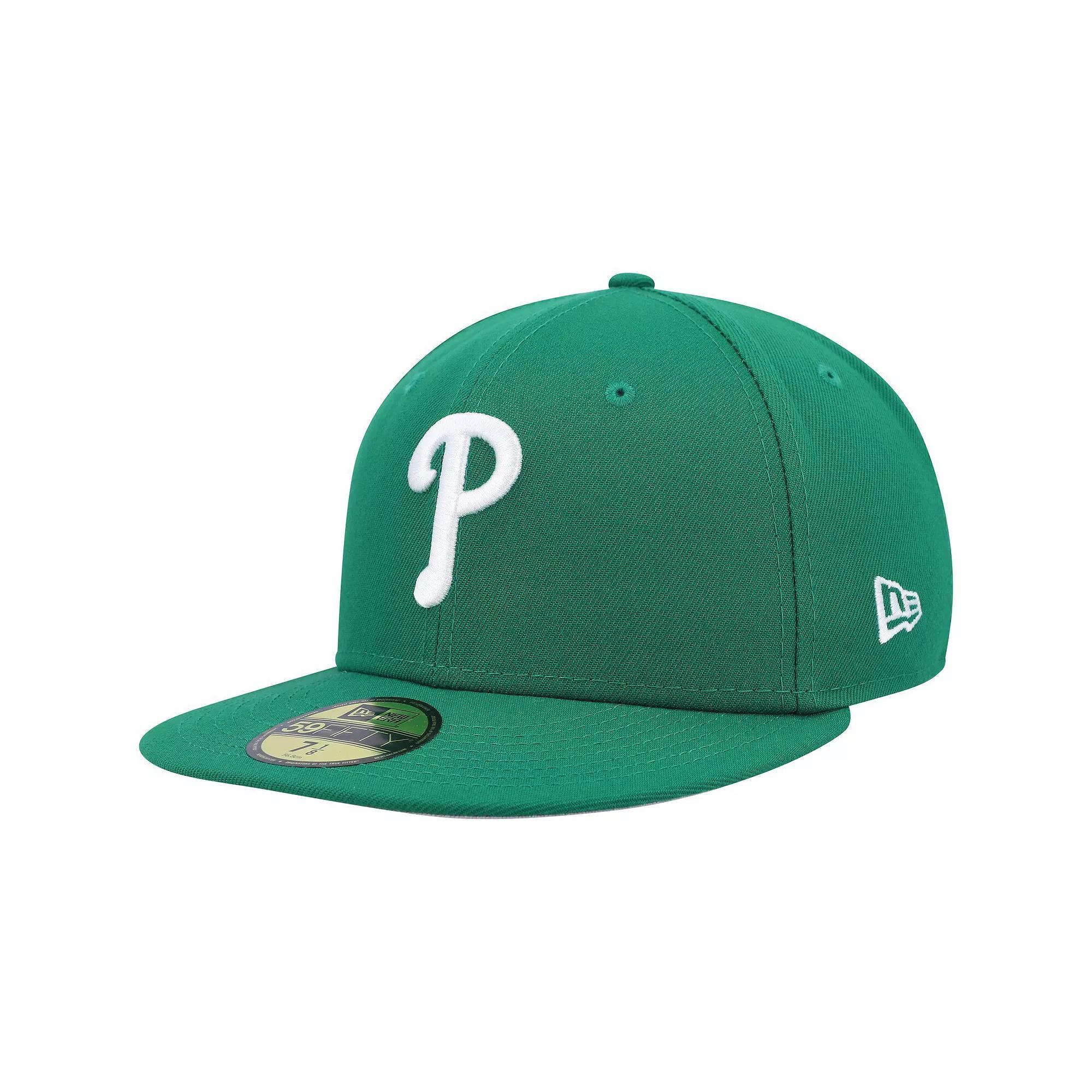 Men's New Era Kelly Green Philadelphia Phillies Logo White 59FIFTY Fitted Hat, Size: 6 7/8 Product Image
