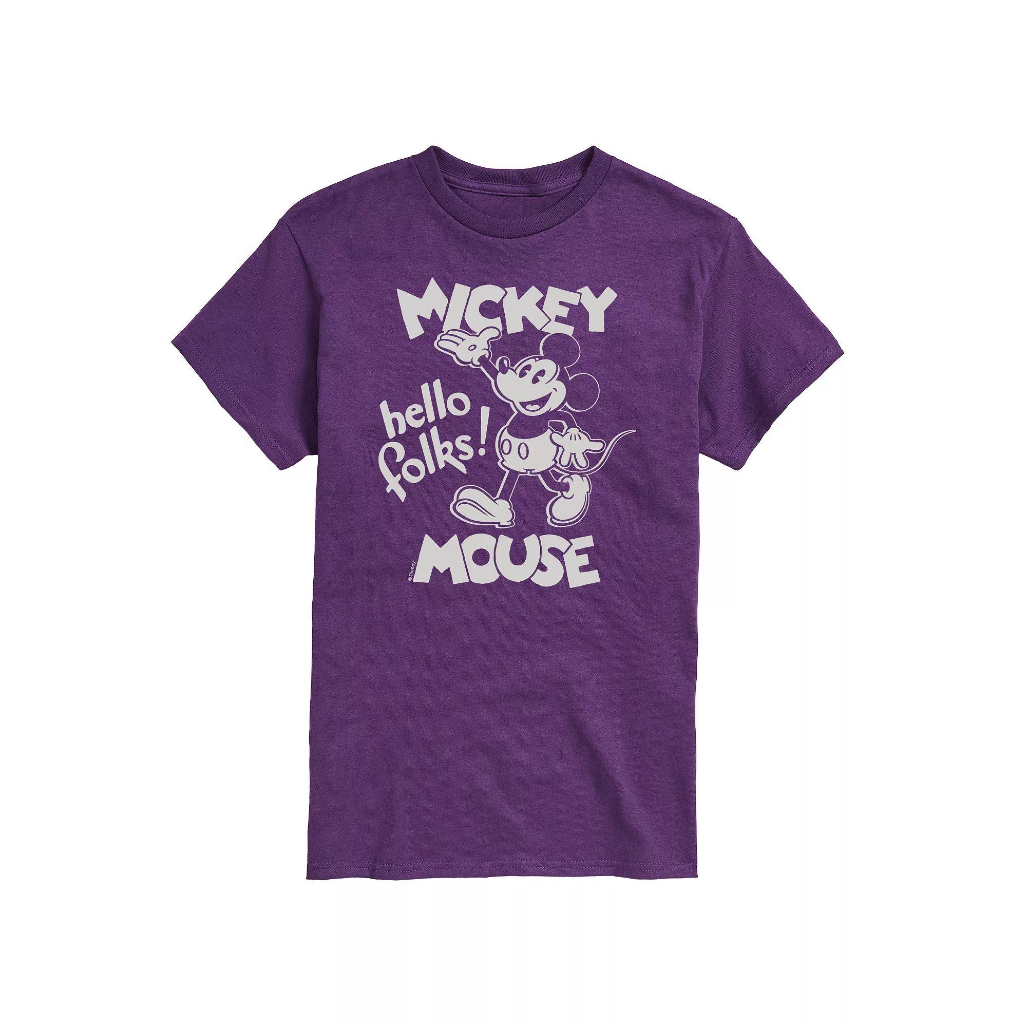 Disneys Mickey Mouse Mens Hello Folks Graphic Tee Product Image