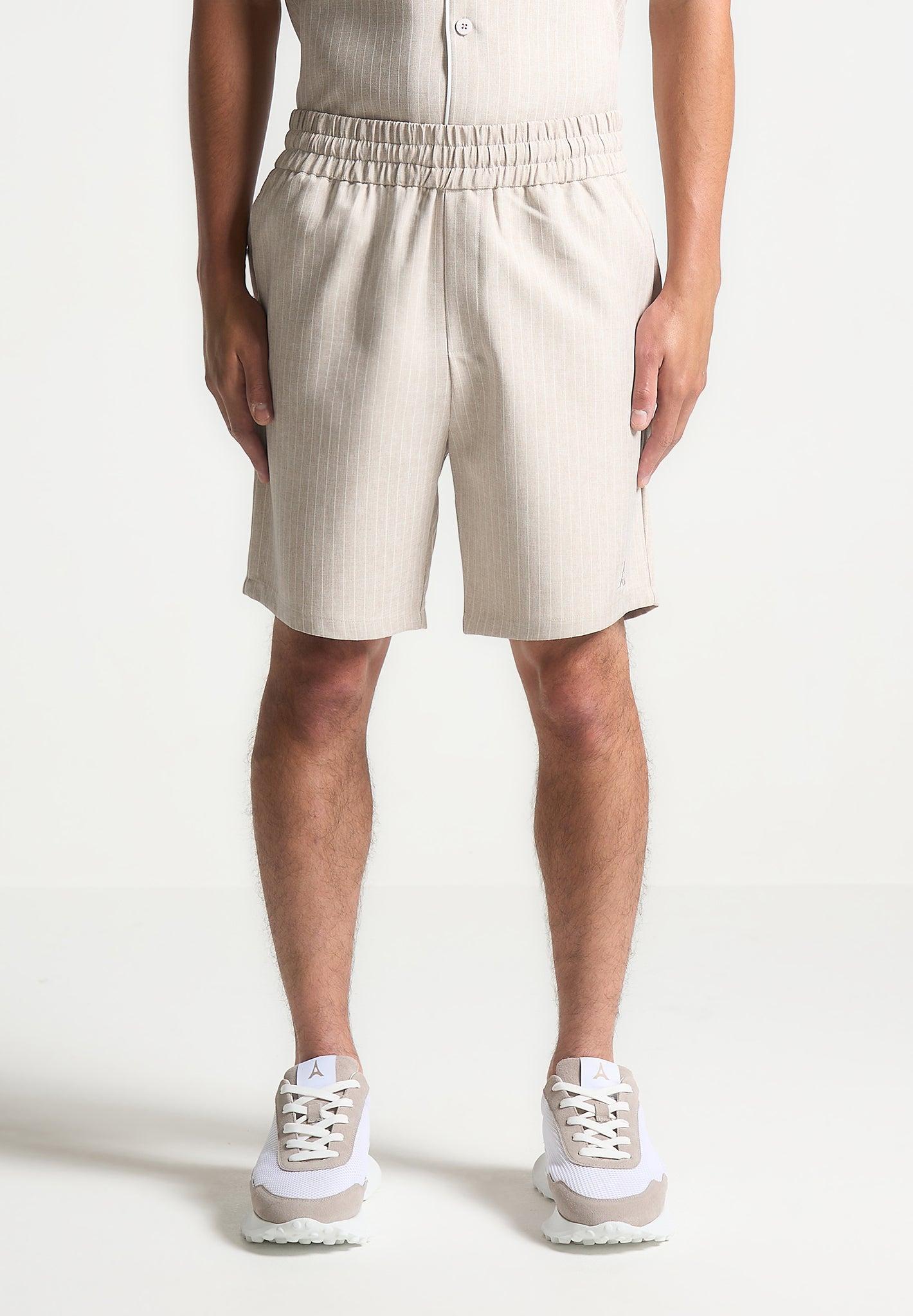 Pinstripe Shorts - Beige Male Product Image