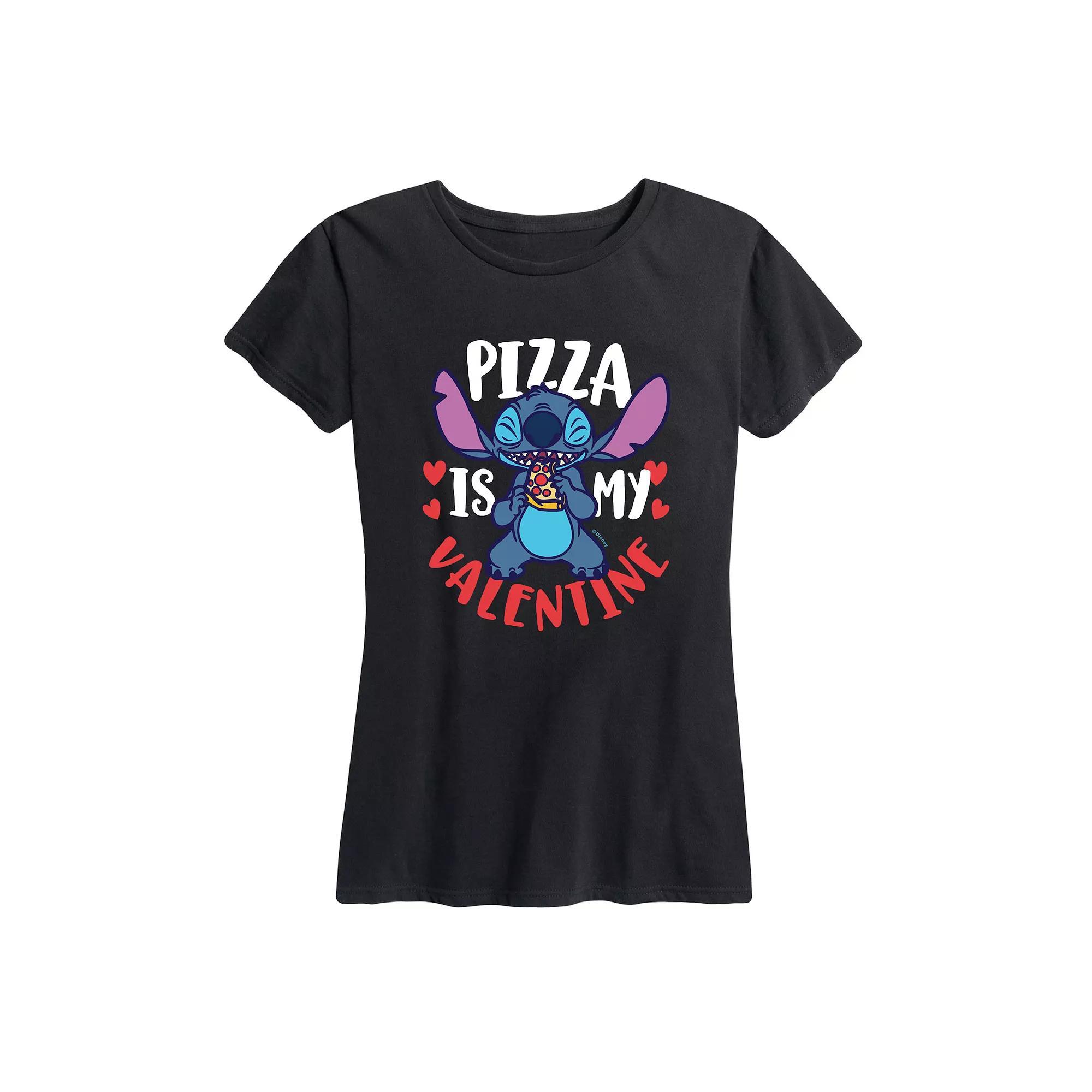 Disneys Lilo & Stitch Womens Pizza Valentine Graphic Tee Product Image