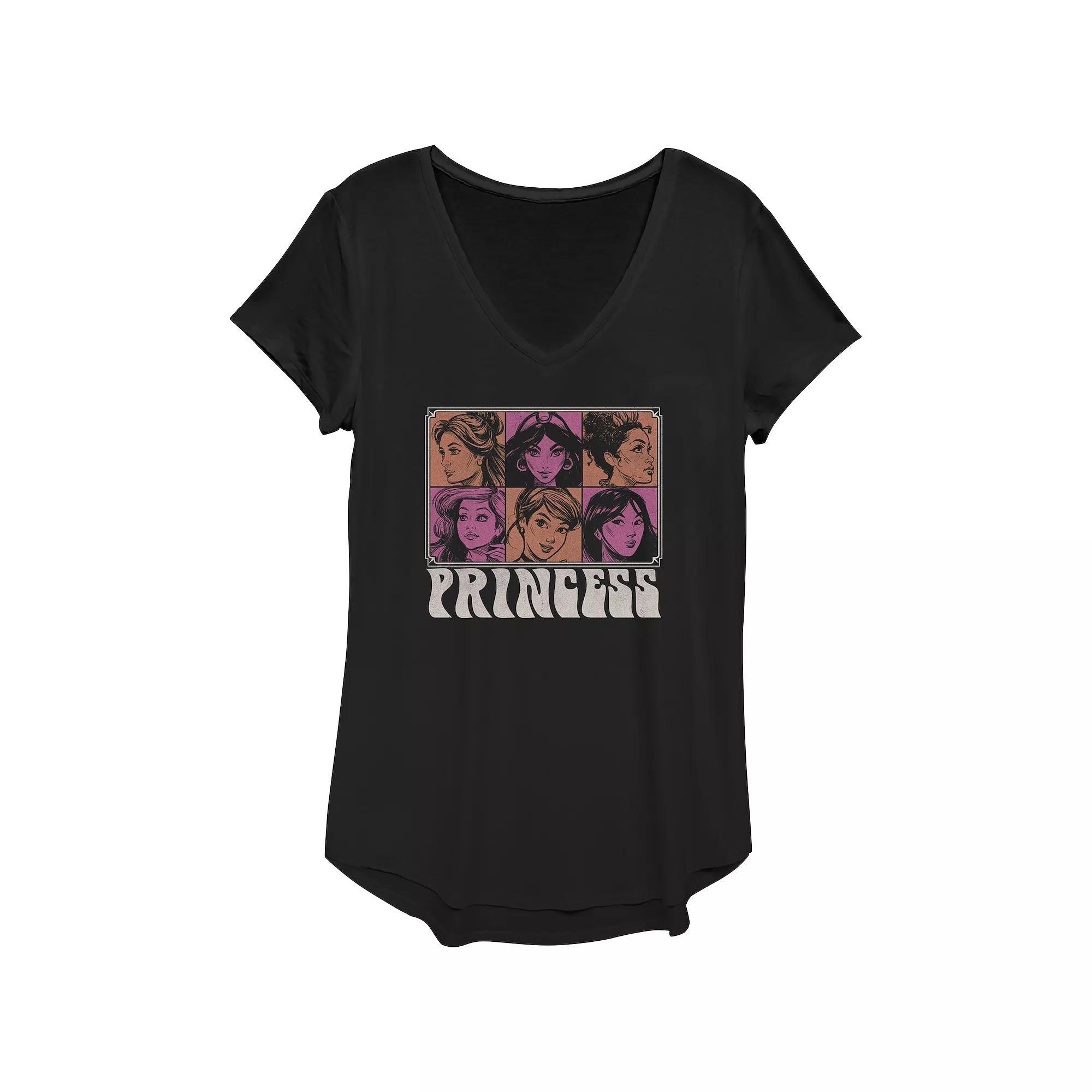 Womens Disney Princesses Retro Boxes Graphic Tee, Girls Product Image