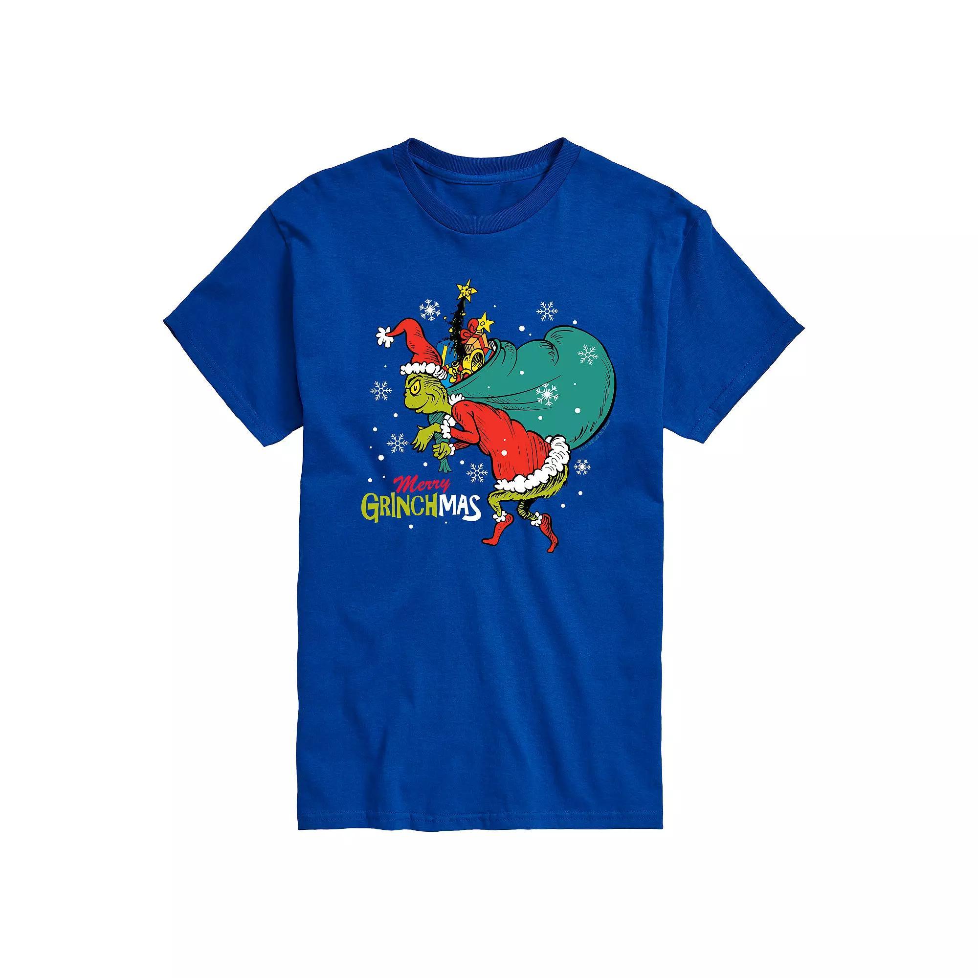 Big & Tall Dr. Seuss The Grinch Merry Grinchmas Toy Bag Graphic Tee, Mens Product Image