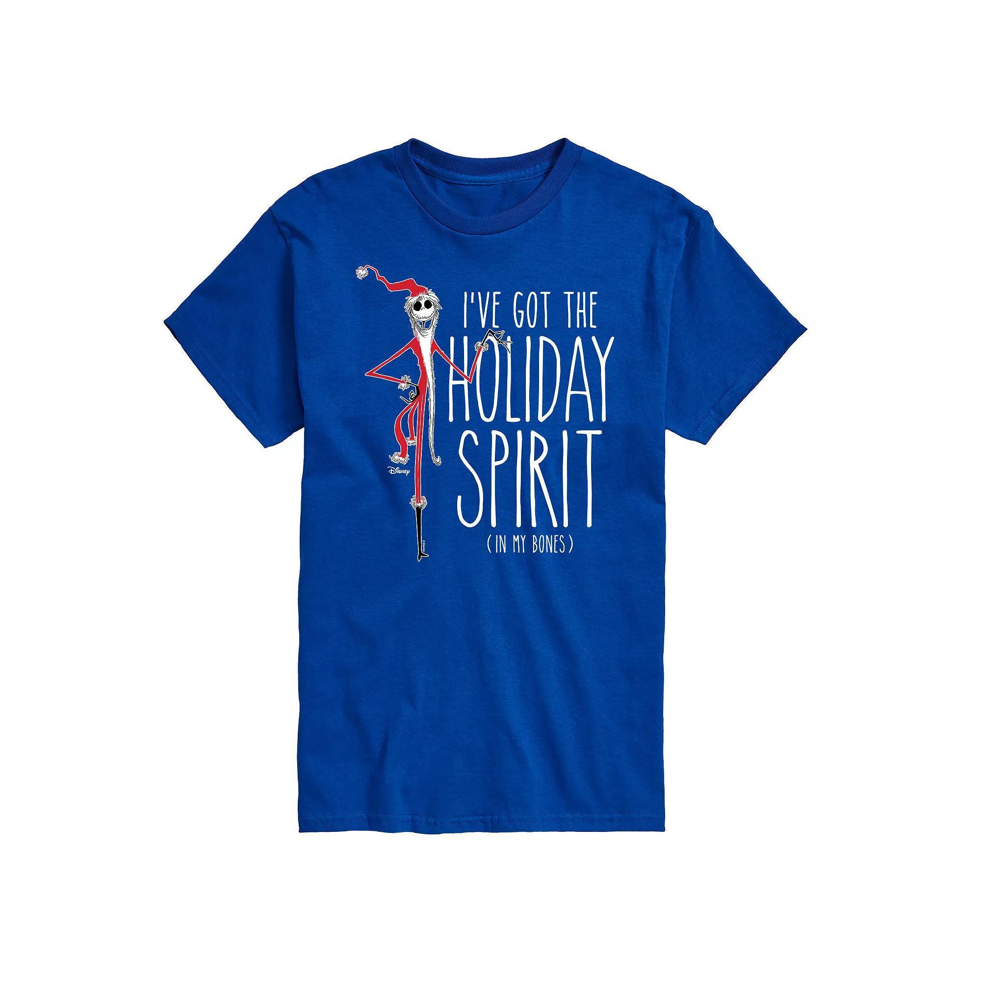 Disney's The Nightmare Before Christmas Men's Holiday Spirit In My Bones Graphic Tee, Size: Medium, Blue Product Image