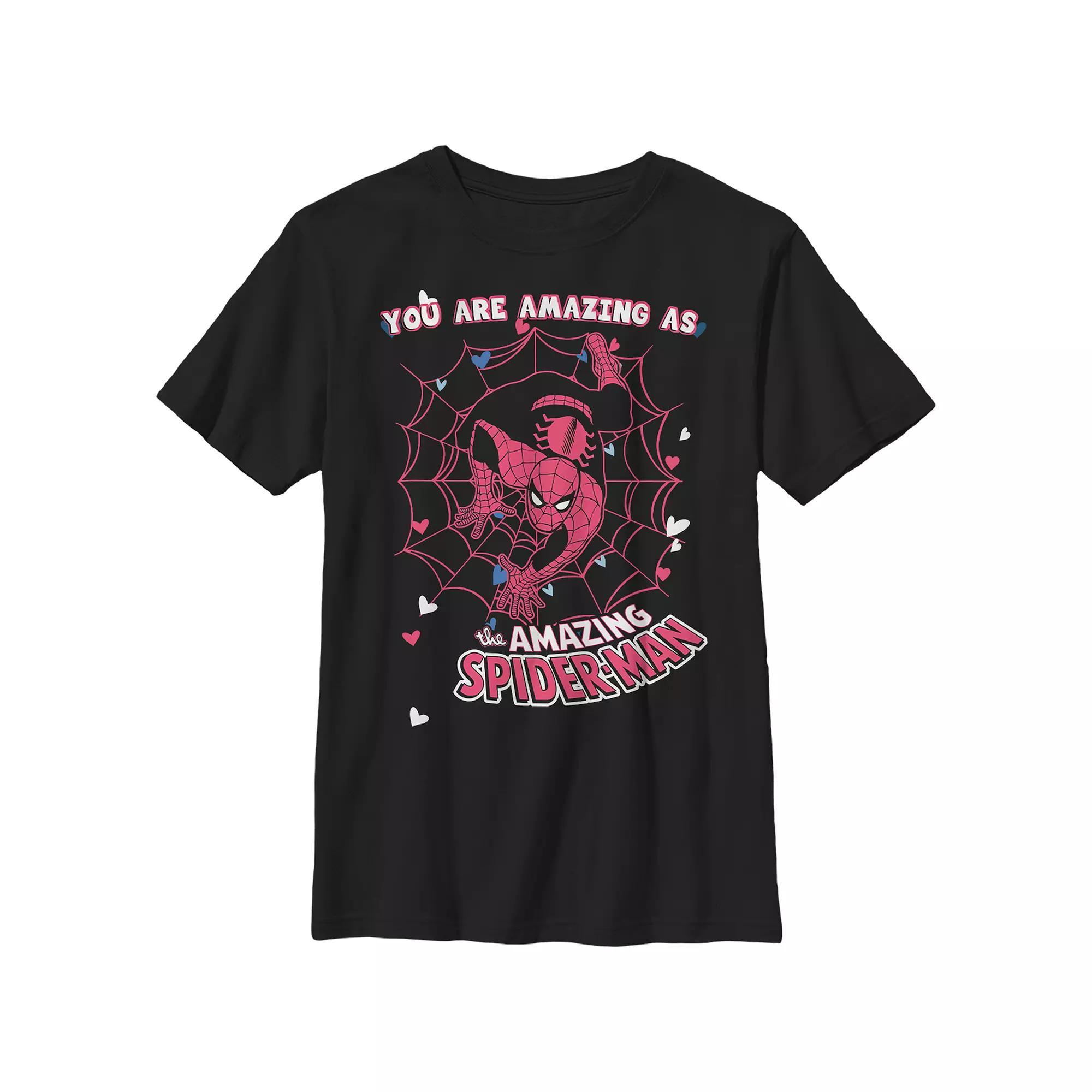 Boys 8-20 Husky Marvel Spider-Man You're As Amazing As The Amazing Spider-Man Graphic Tee, Boy's, Size: Large HUSKY, Black Product Image
