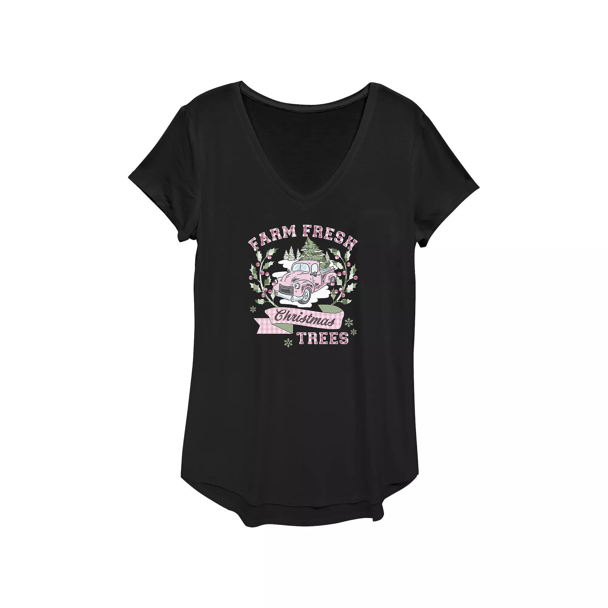 Womens Farm Fresh Christmas Trees Graphic Tee Product Image