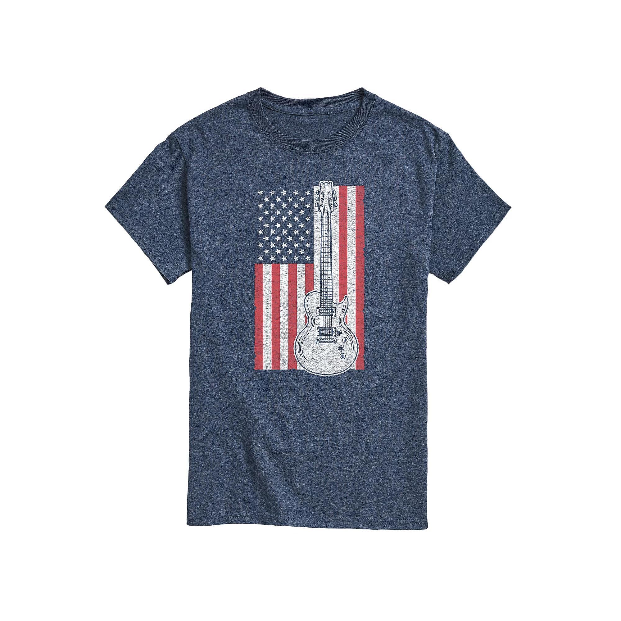 Big & Tall USA Flag Guitar Graphic Tee, Mens Product Image