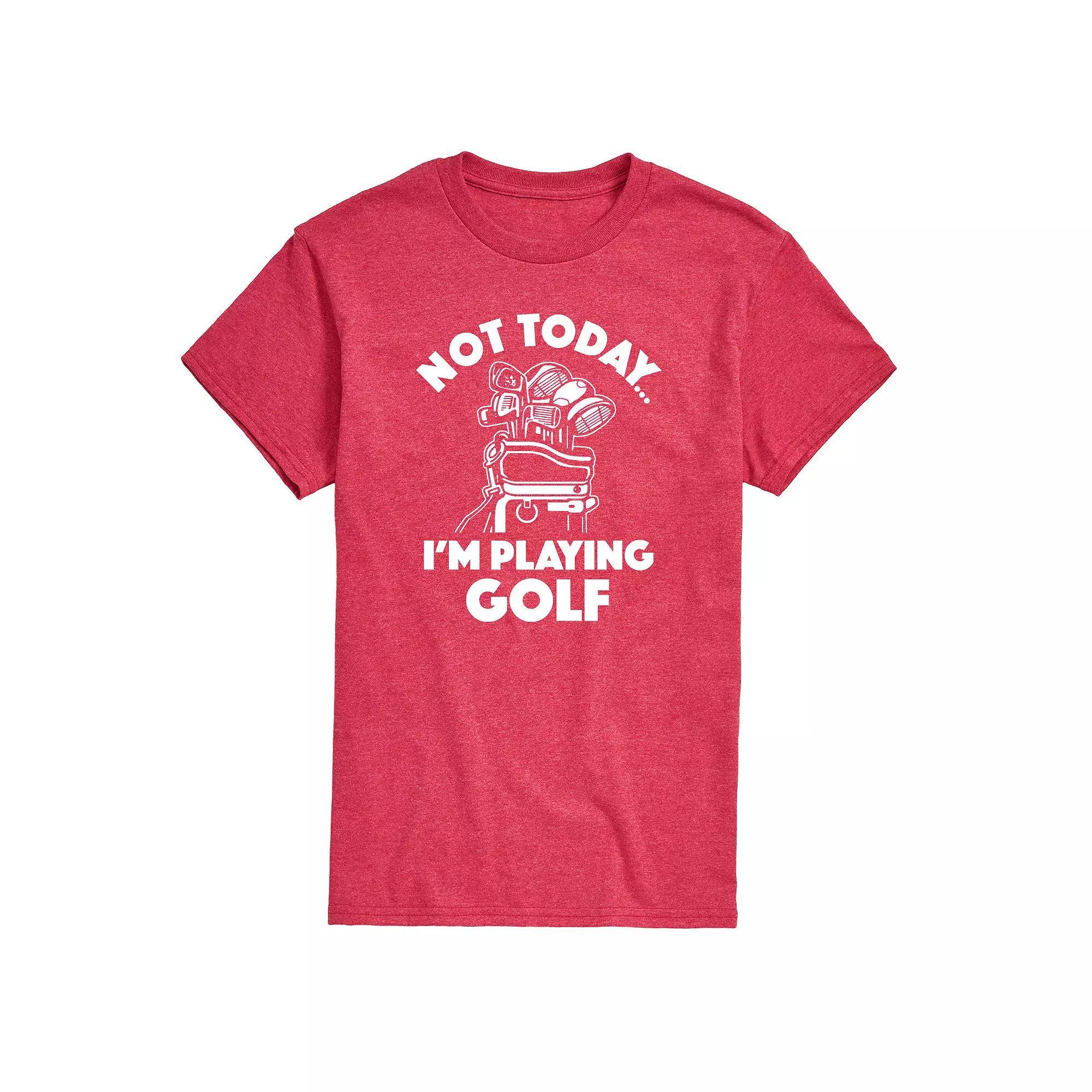 Mens Not Today Im Playing Golf Graphic Tee Grey Red Product Image