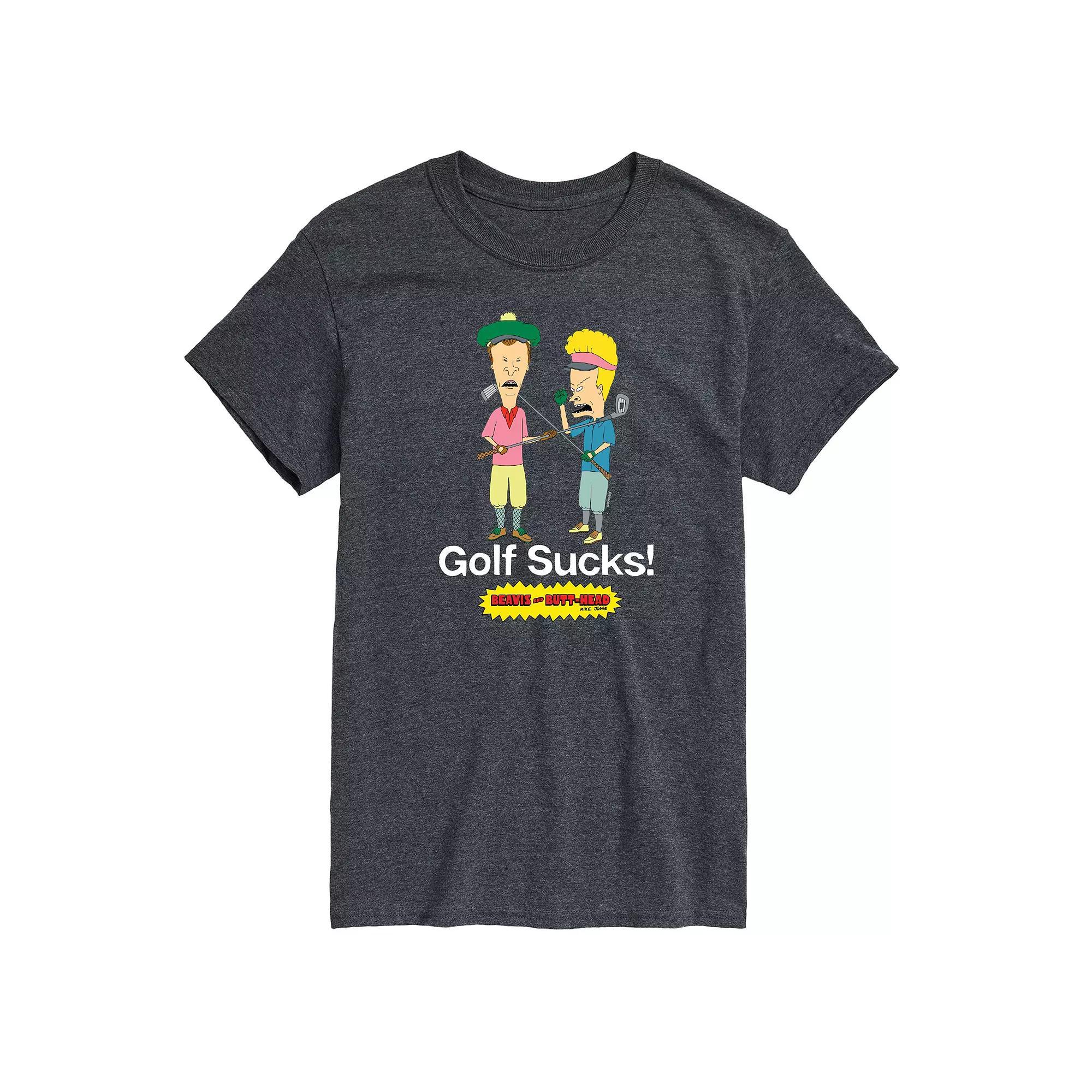 Mens Beavis & Butthead Golf Sucks Graphic Tee Blue Product Image