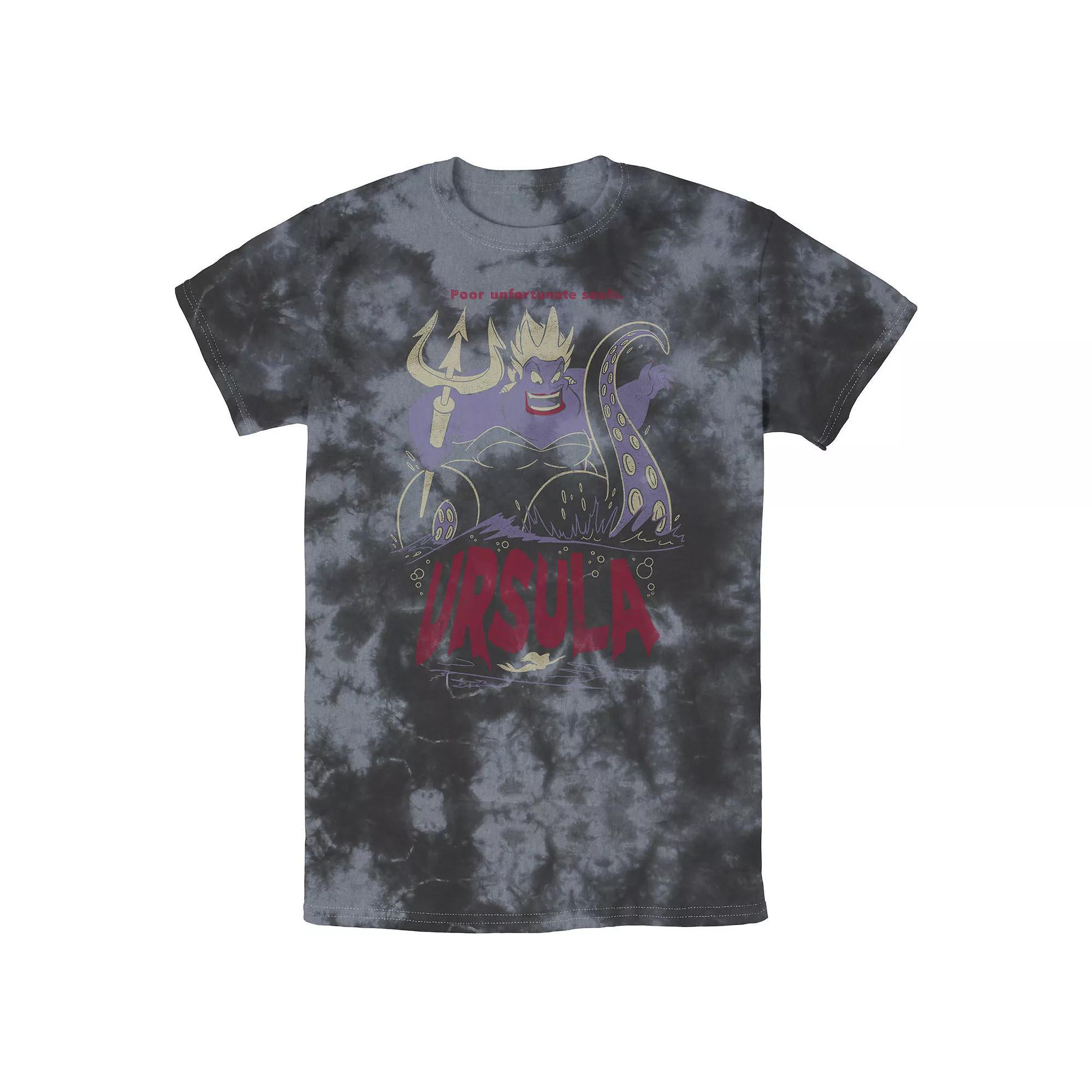 Men's Disney The Little Mermaid Ursula Bomabrd Wash Tee, Size: Large, Black Grey Product Image