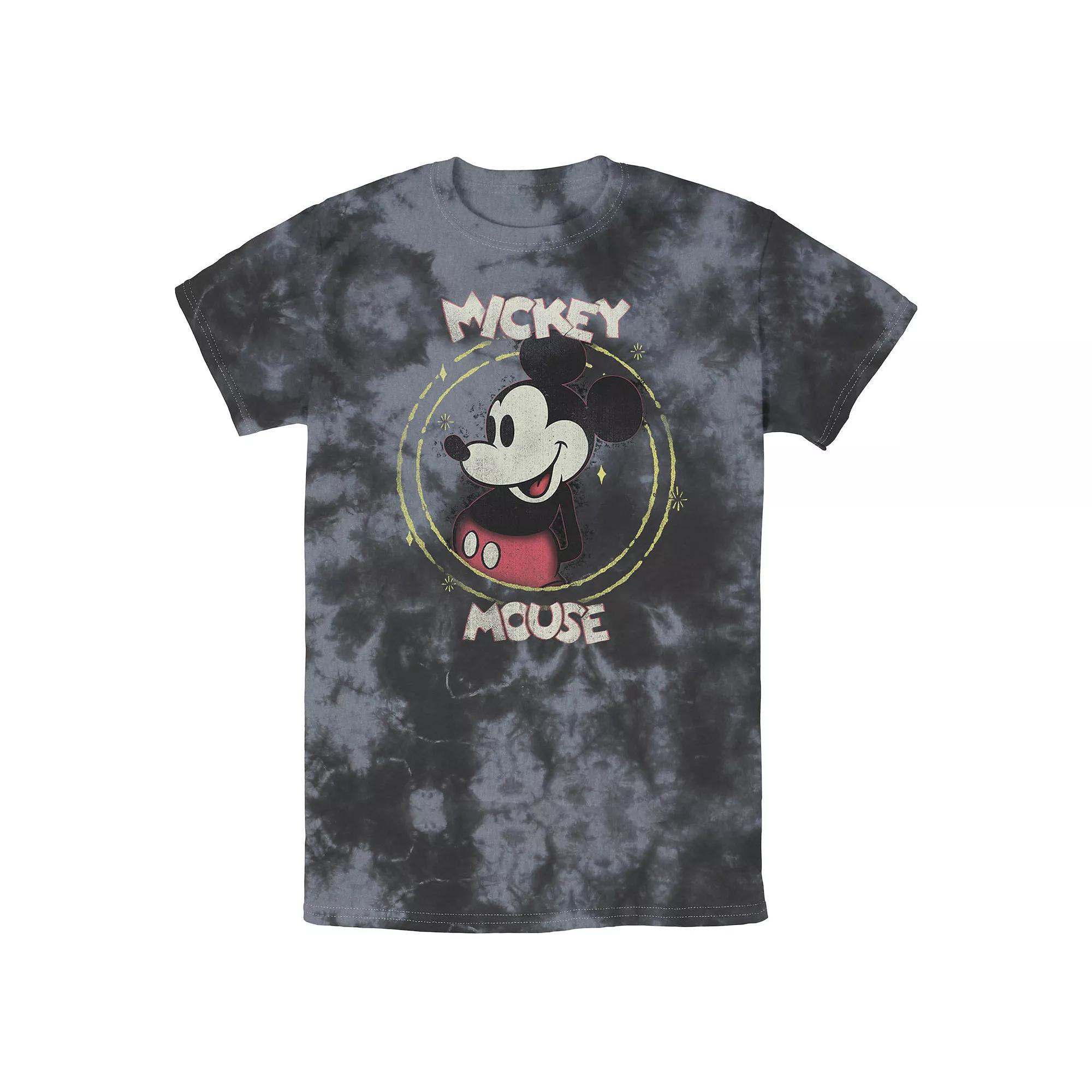 Men's Disney Mickey And Friends Spotty Mickey Mouse Portrait Wash Tee, Size: XL, Black Grey Product Image