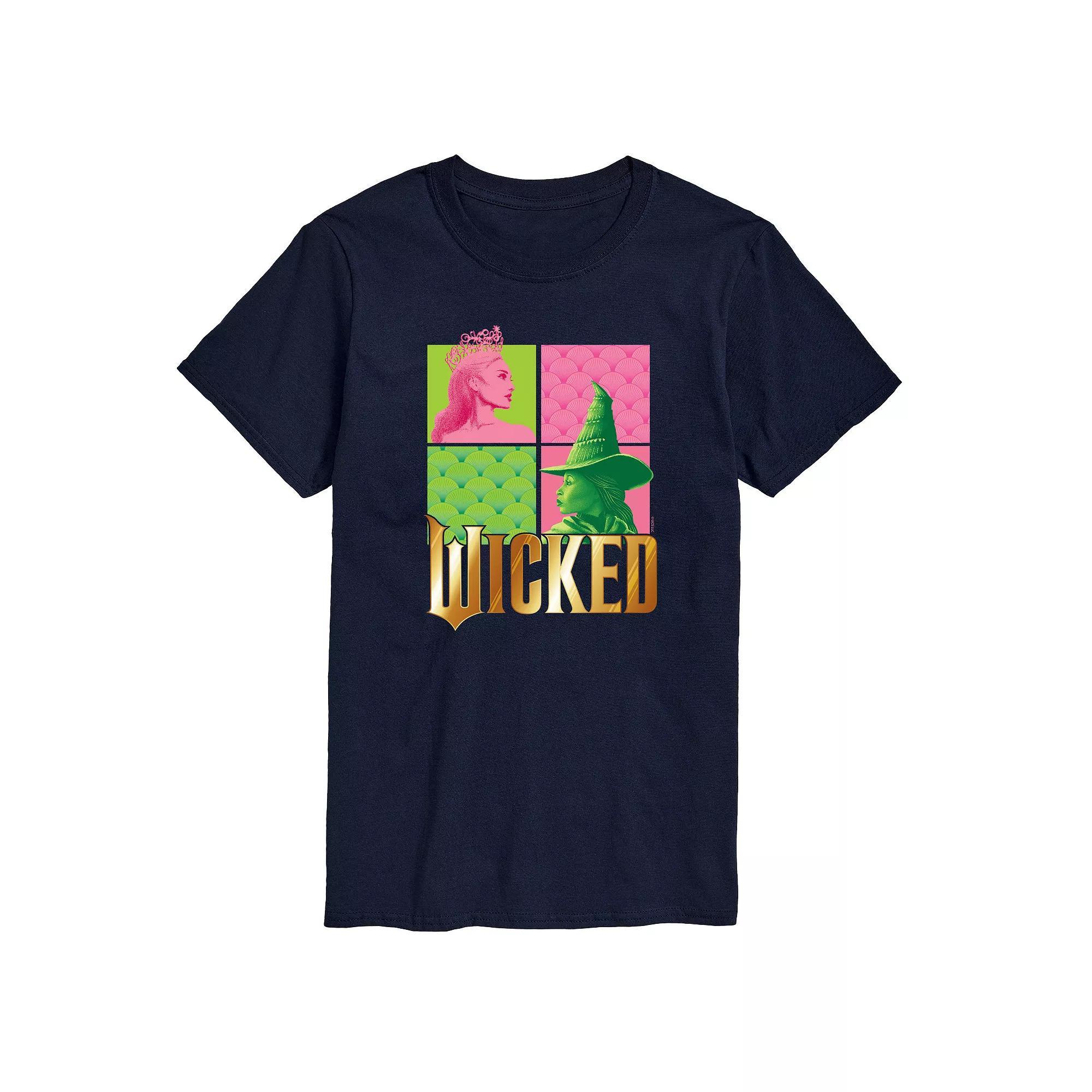 Men's Wicked Glinda & Elpha Grid Graphic Tee, Size: Medium, Black Product Image
