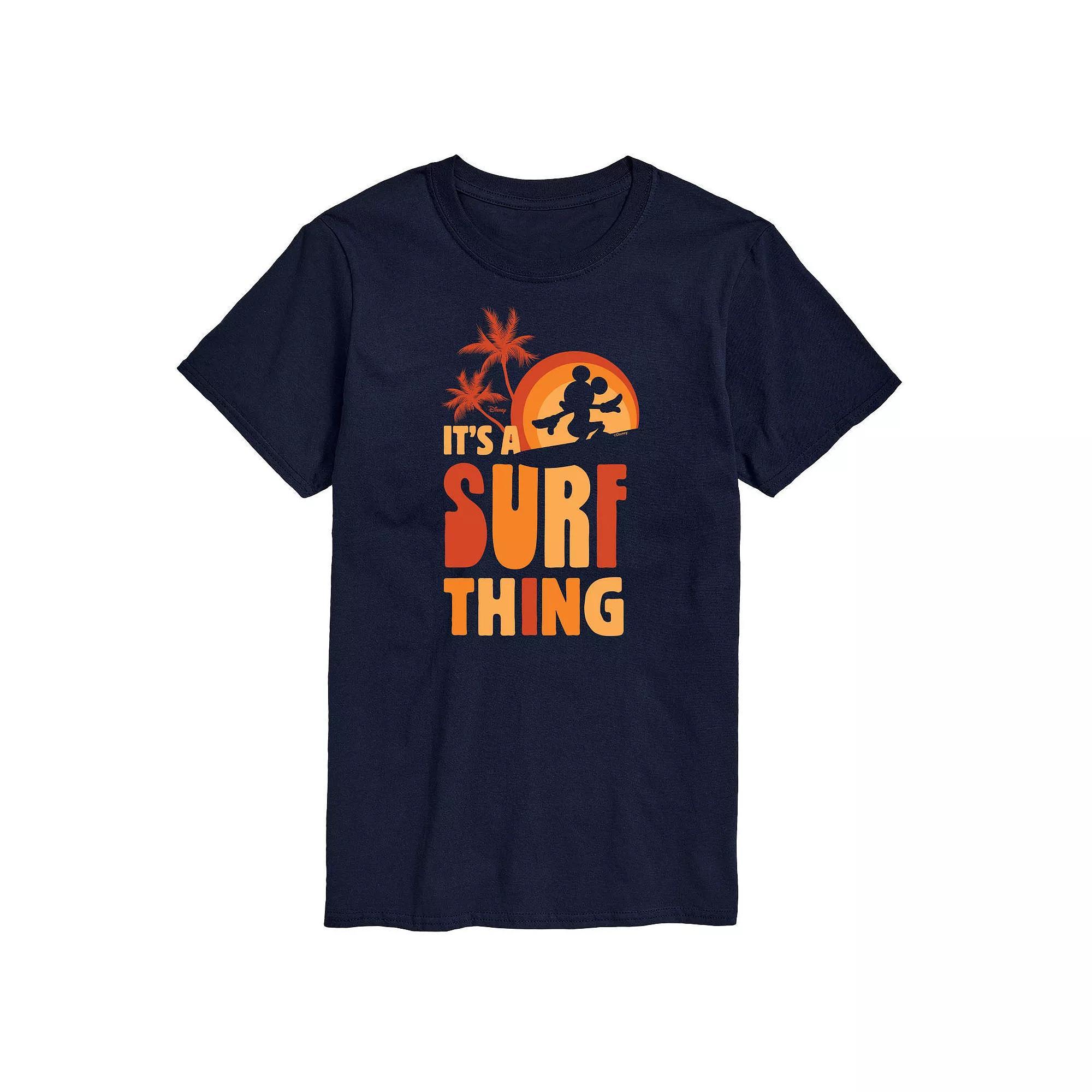Disneys Mickey Mouse Big & Tall Its A Surf Thing Graphic Tee, Mens Blue Product Image