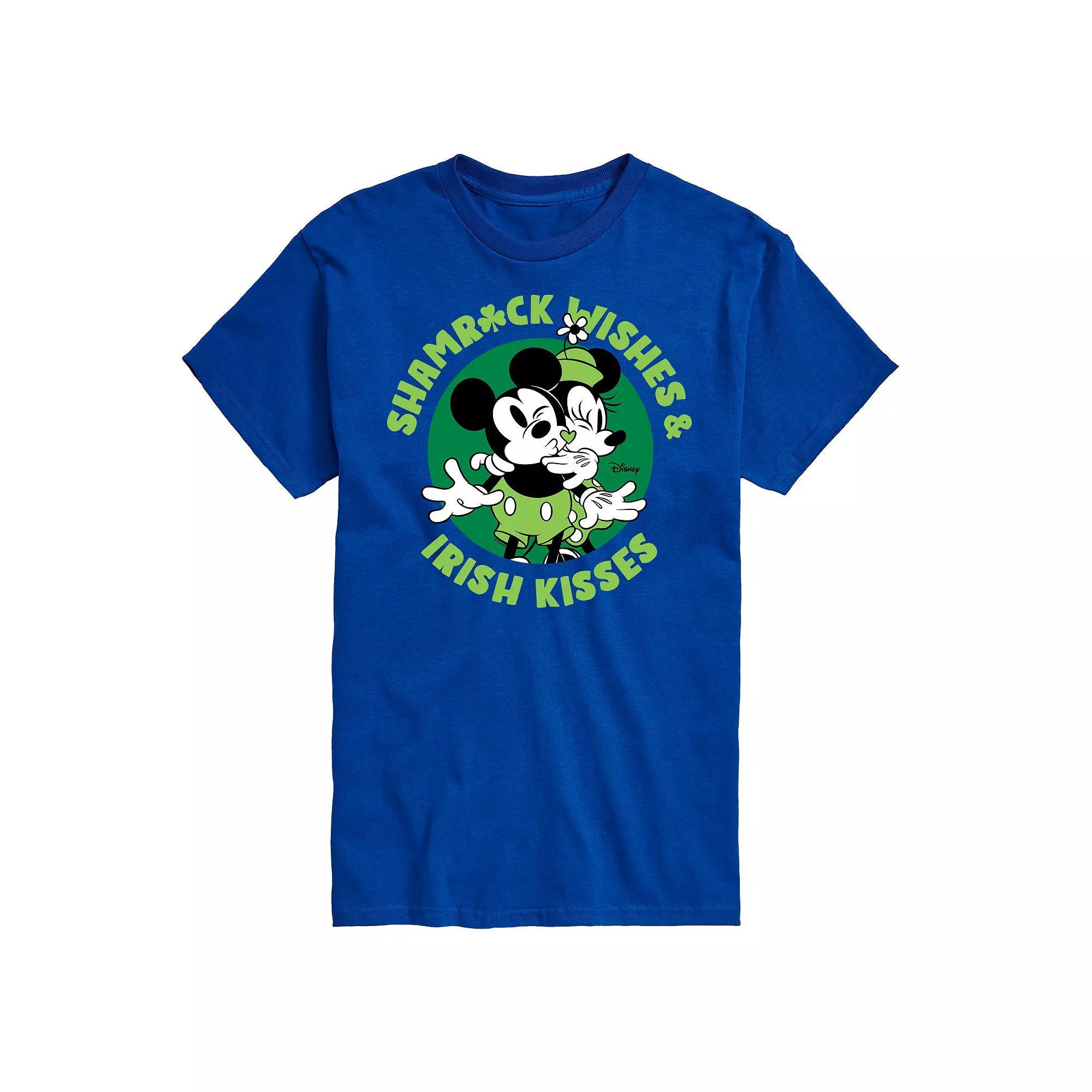 Disneys Mickey & Minnie Mouse Mens Shamrock Wishes Graphic Tee Product Image