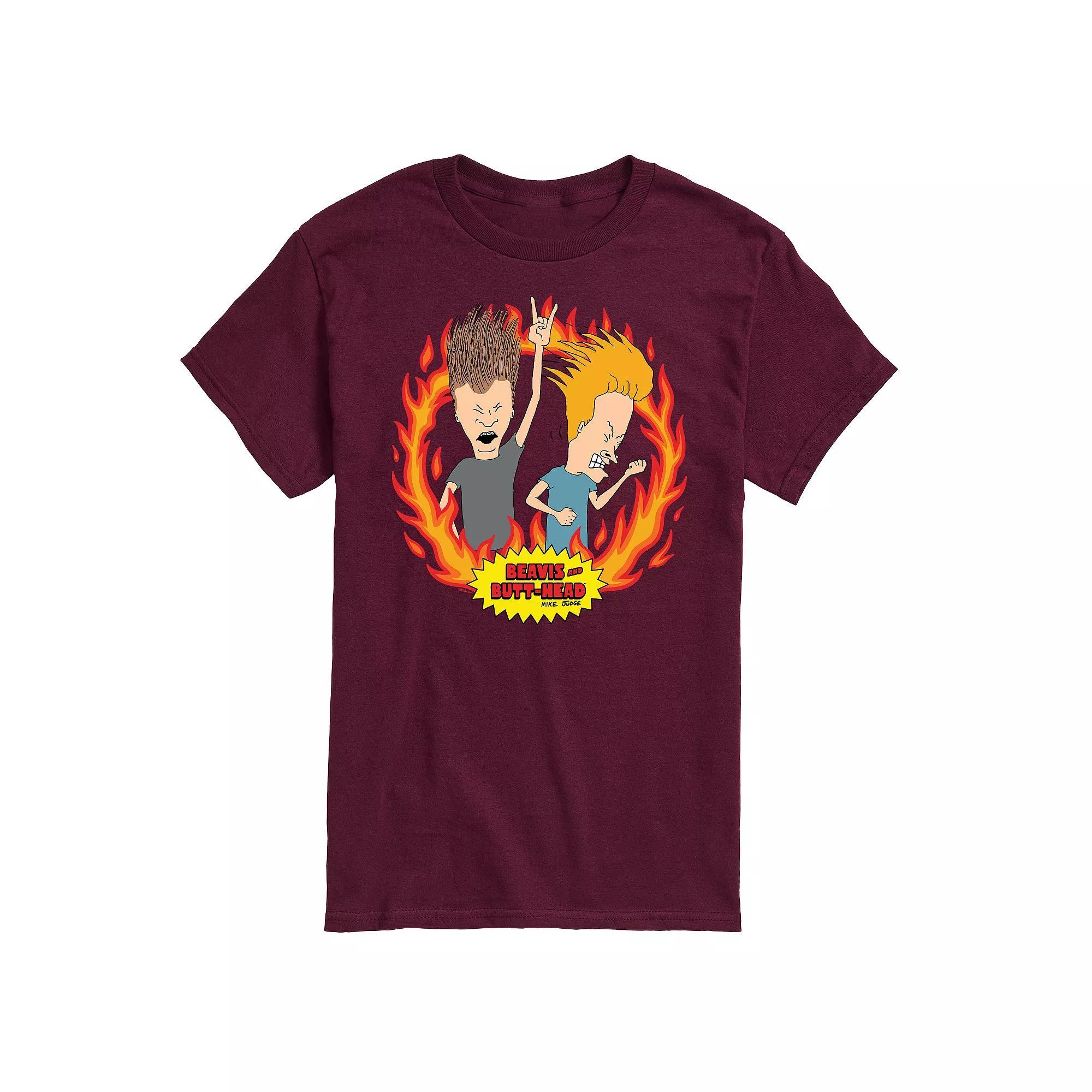 Mens Beavis And Butthead Rock Flames Tee Product Image