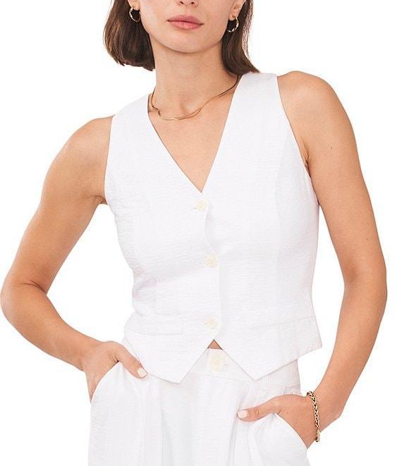 1. STATE Rumple Button Front V-Neck Coordinating Sleeveless Vest Product Image