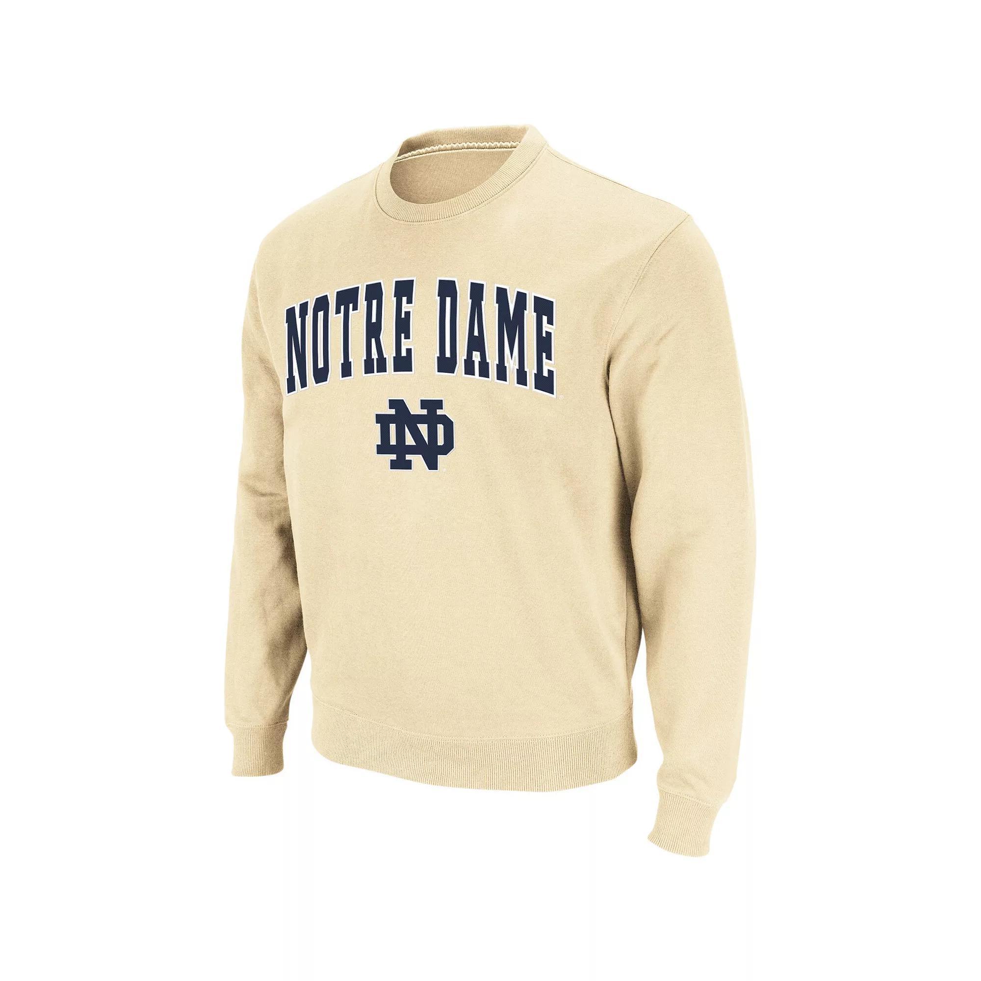 Men's Colosseum Gold Notre Dame Fighting Irish Arch & Logo Crew Neck Sweatshirt, Size: Small, Team Product Image