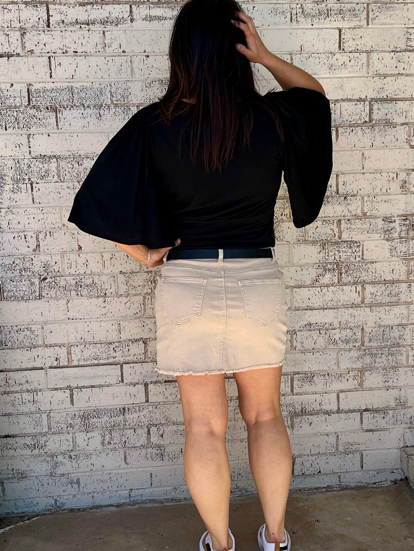 Acid Washed & Frayed Denim Skirt- 2 Colors* Product Image