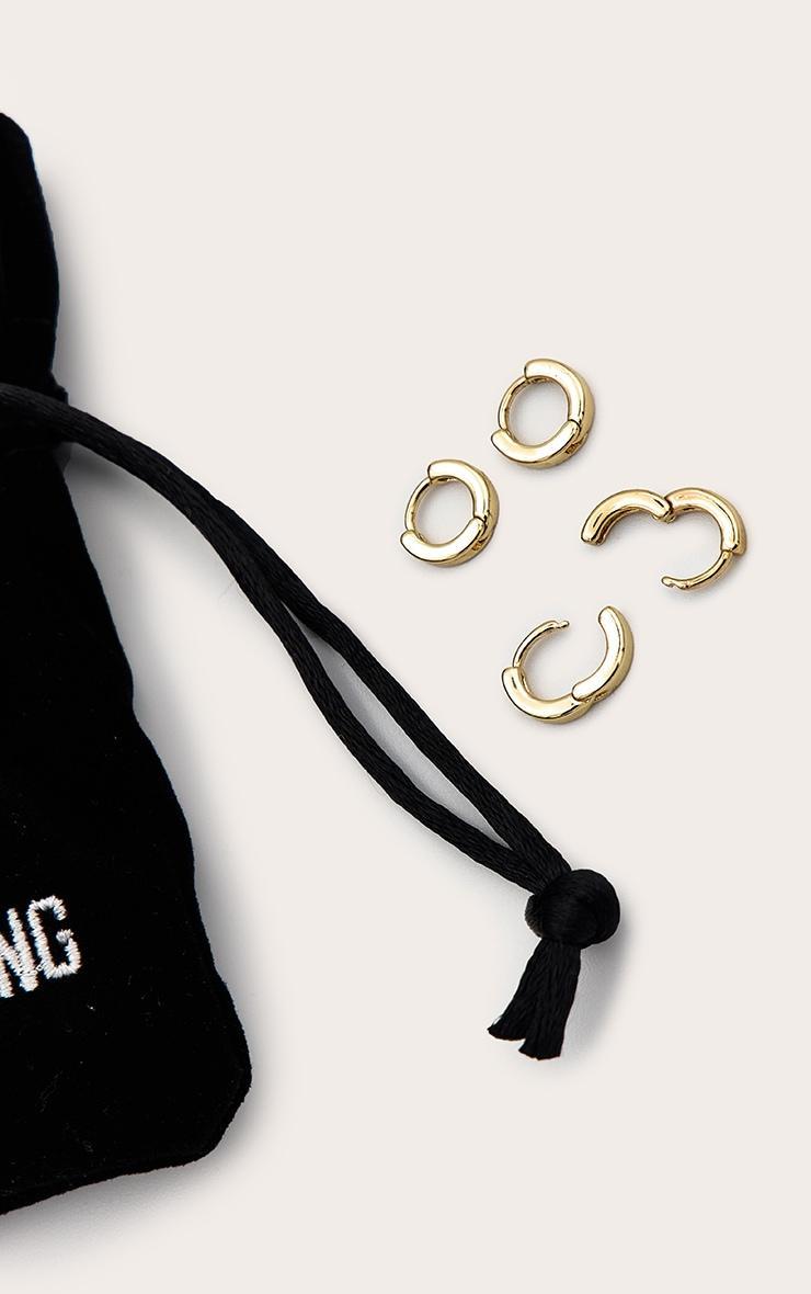 Gold Small Chunky Tubular Hoop Earrings Product Image