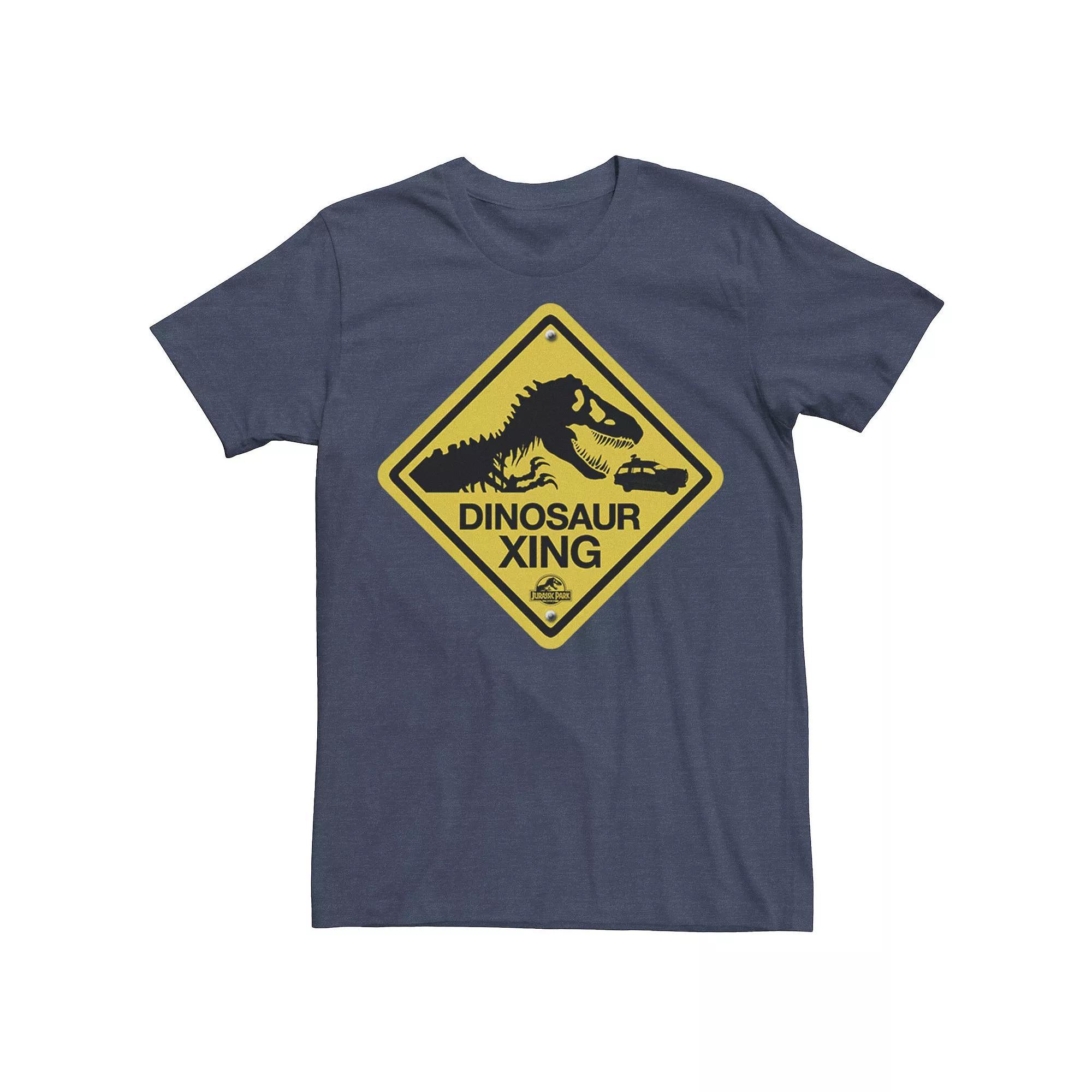 Men's Jurassic Park Dinosaur Crossing Yellow Sign Tee, Size: XXL, Kelly Product Image