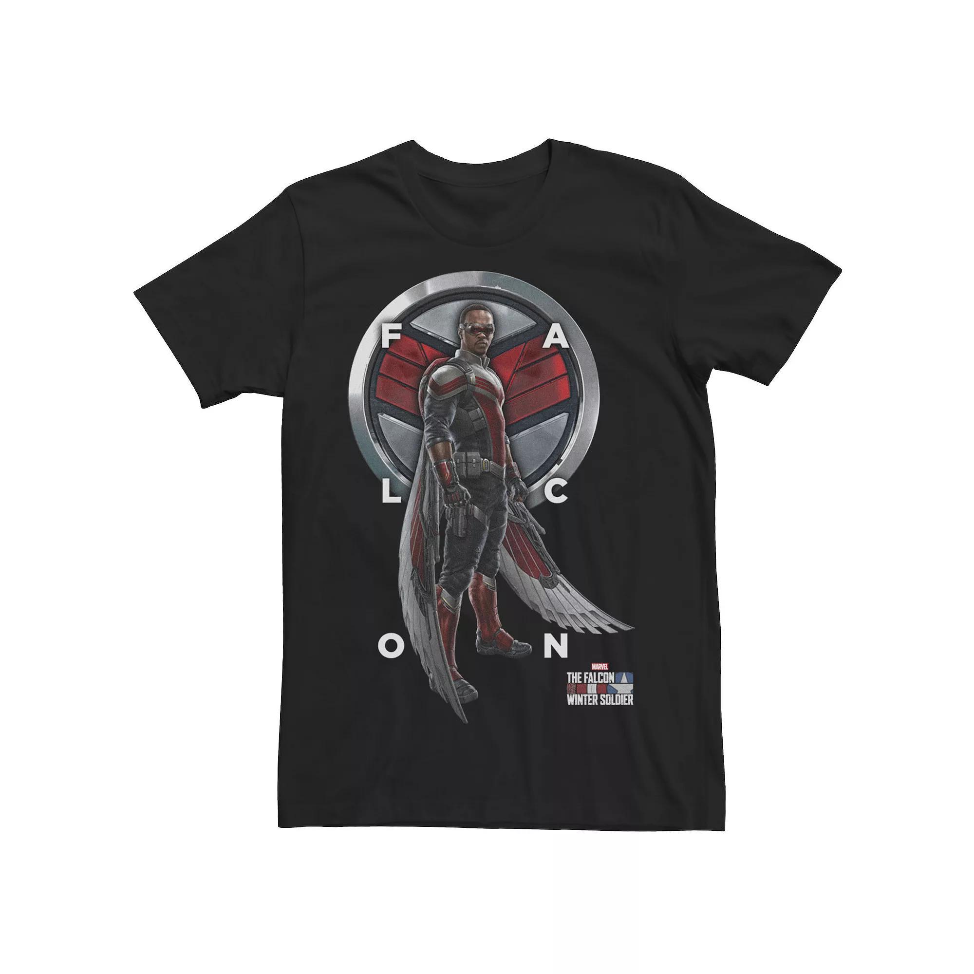 Big & Tall Marvel The Falcon And The Winter Soldier Falcon Shield Tee, Men's, Size: XXL Tall, Black Product Image