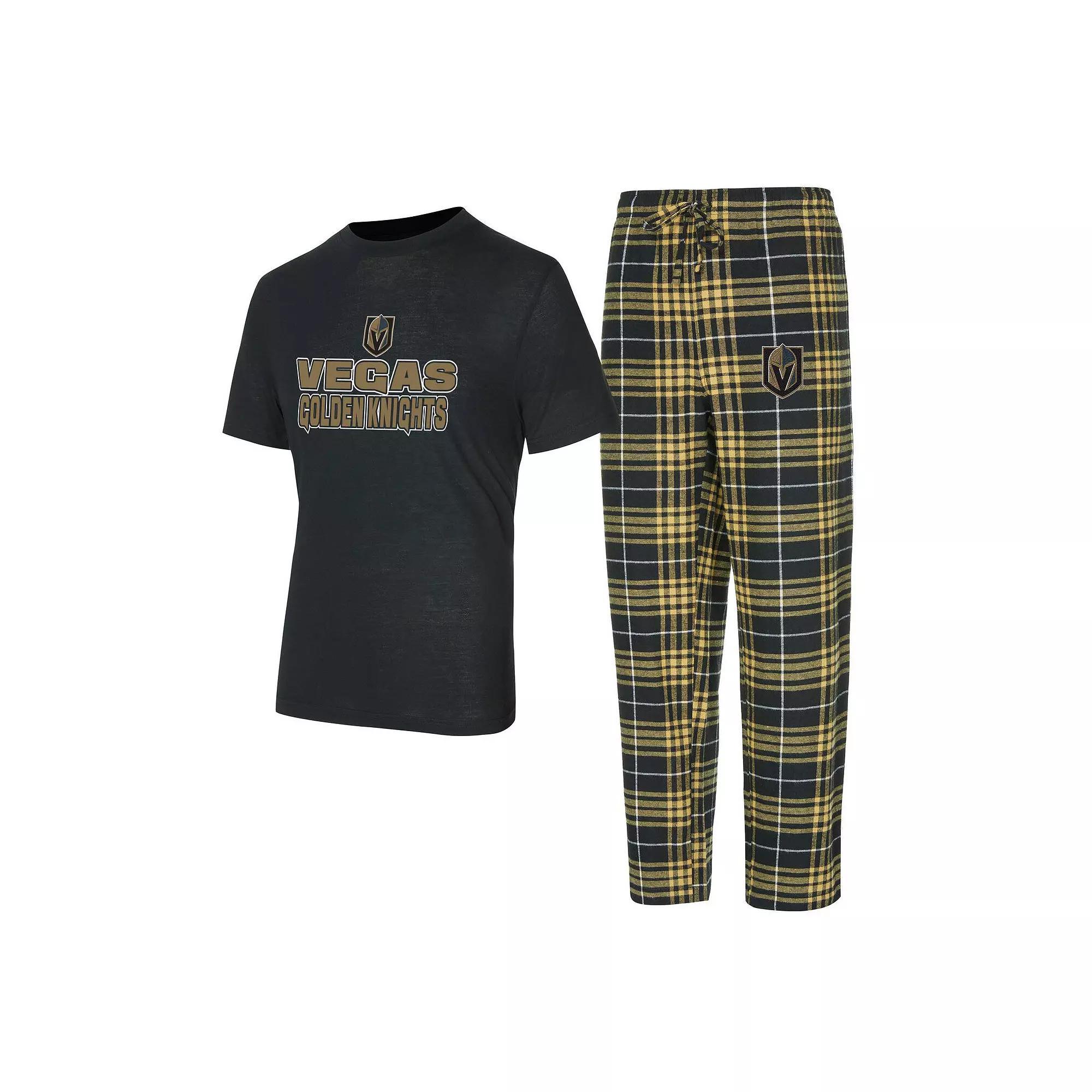 Men's Concepts Sport Vegas Golden Knights Vector T-Shirt & Pants Sleep Set, Size: Medium, Lvk Black Product Image