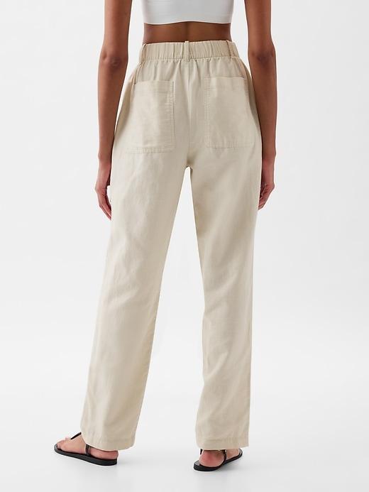 High Rise Linen-Cotton Pull-On Pants Product Image