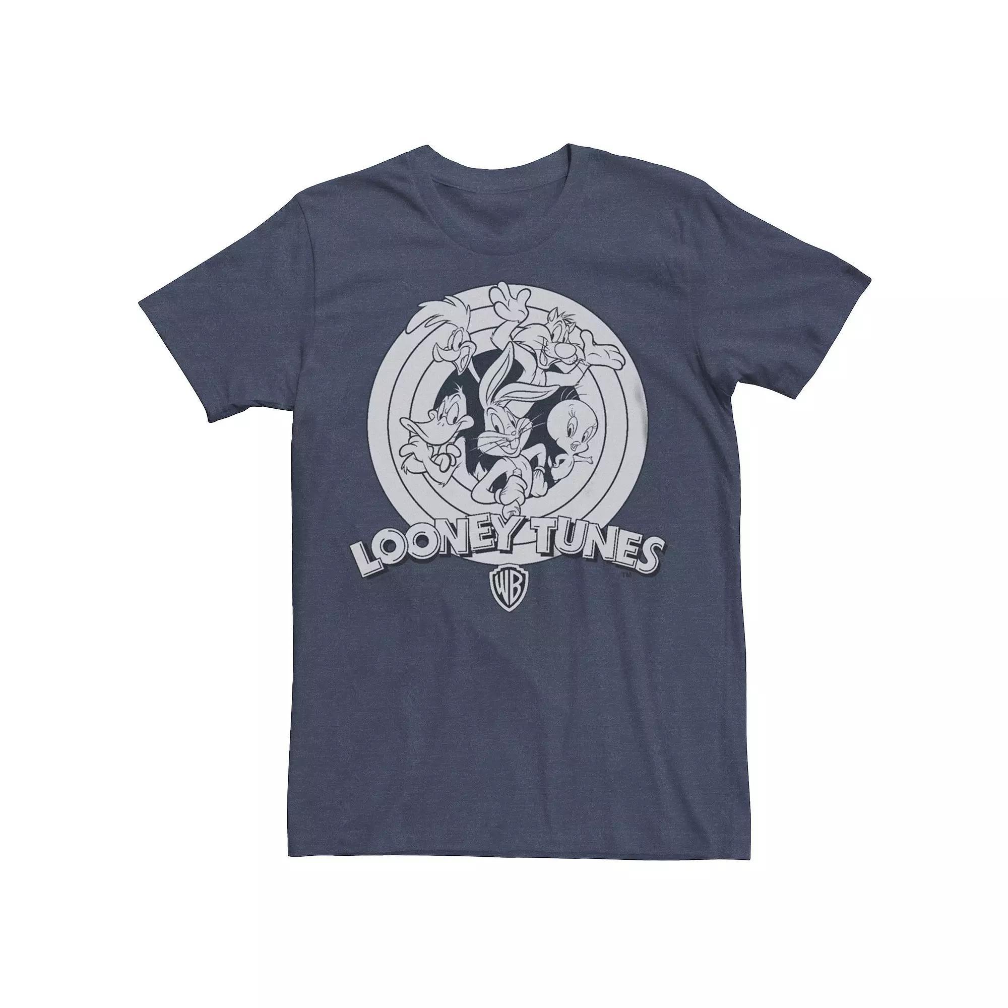 Men's Looney Tunes Excited Group Graphic Tee, Size: Small, Navy Grey Product Image