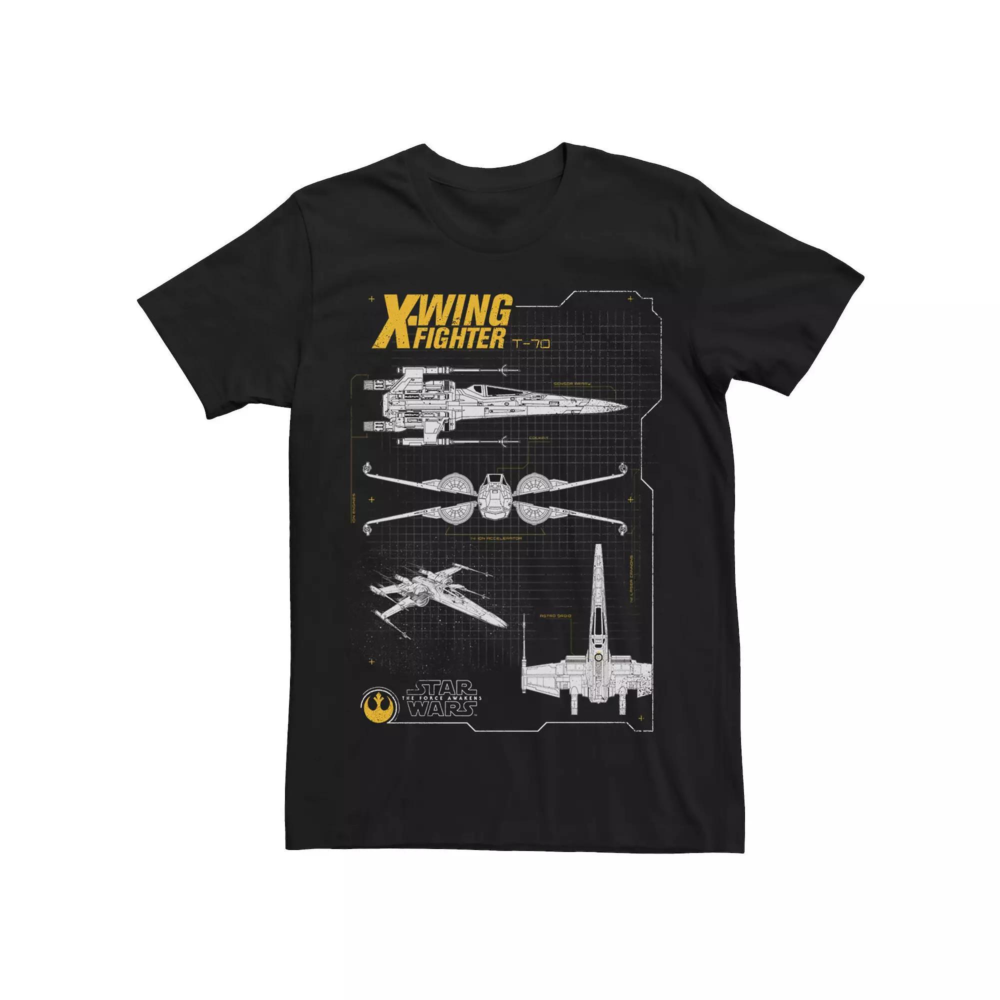 Men's Star Wars X-Wing Schematics Tee, Size: Large, Black Product Image