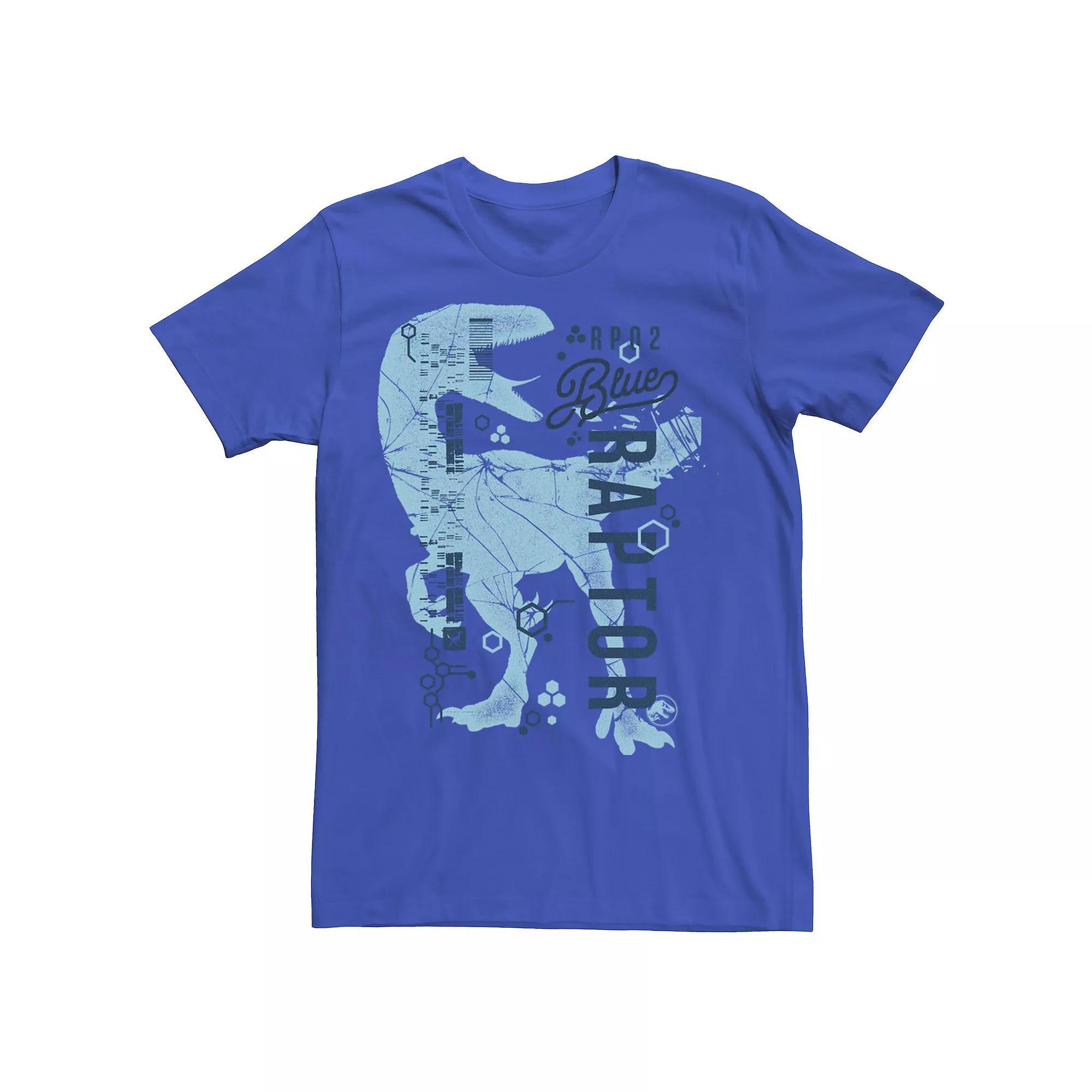 Men's Jurassic World Two Blue Raptor DNA Code Silhouette Tee, Size: 3XL, Royal Product Image