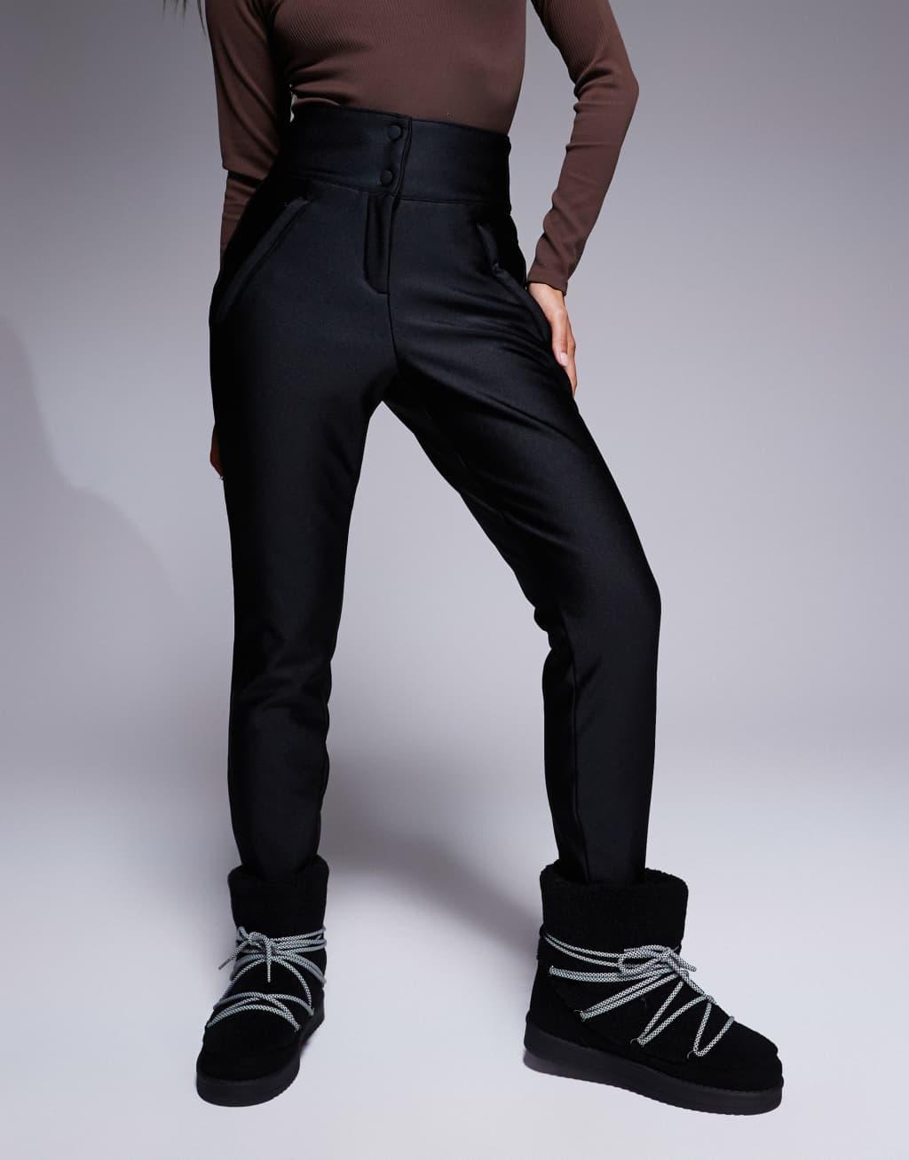 4505 Petite Ski soft shell water repellent skinny ski pants in black gloss  Product Image