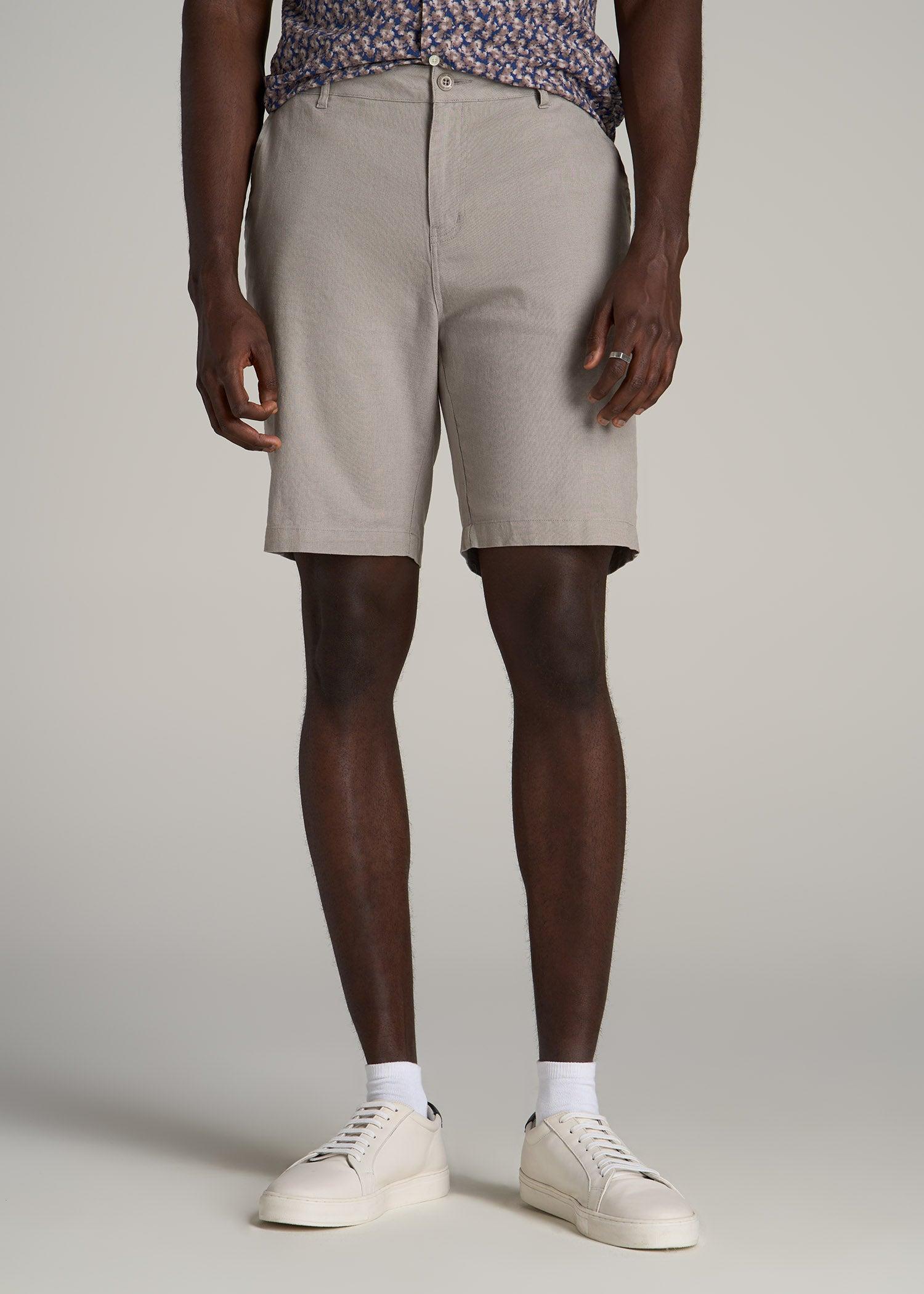 Linen Shorts For Tall Men in Driftwood Brown Product Image