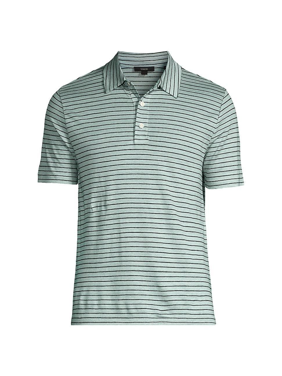 Mens Striped Linen Polo Shirt Product Image
