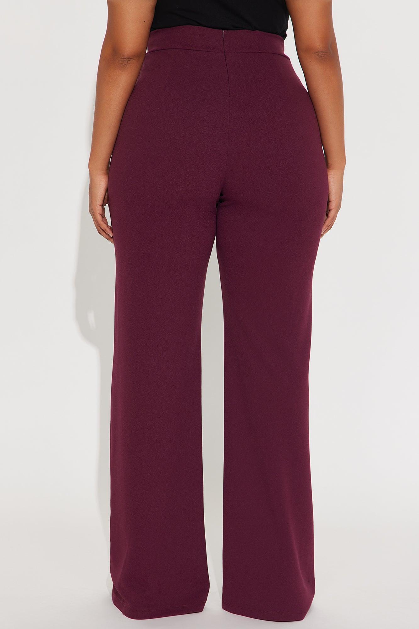 Tall Victoria High Waisted Dress Pants - Burgundy Product Image