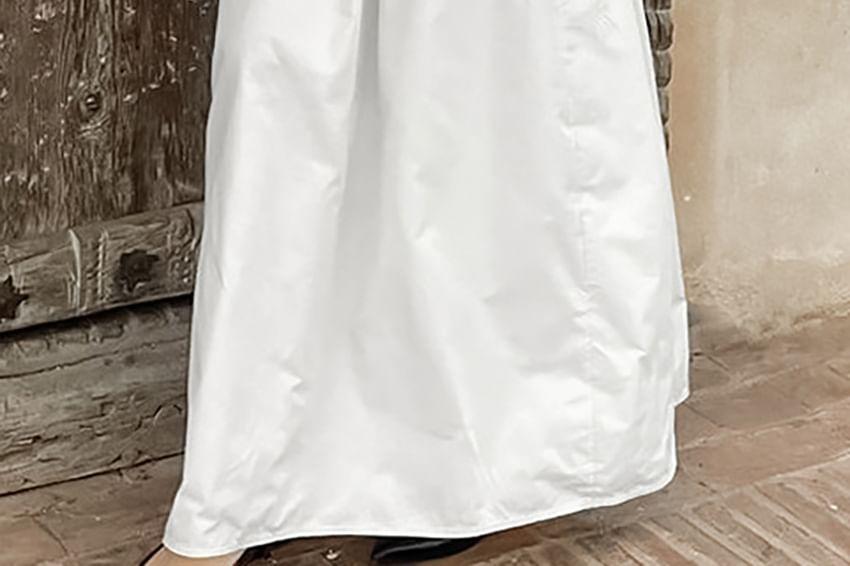 High Rise Plain Ruched Maxi A-Line Skirt Product Image