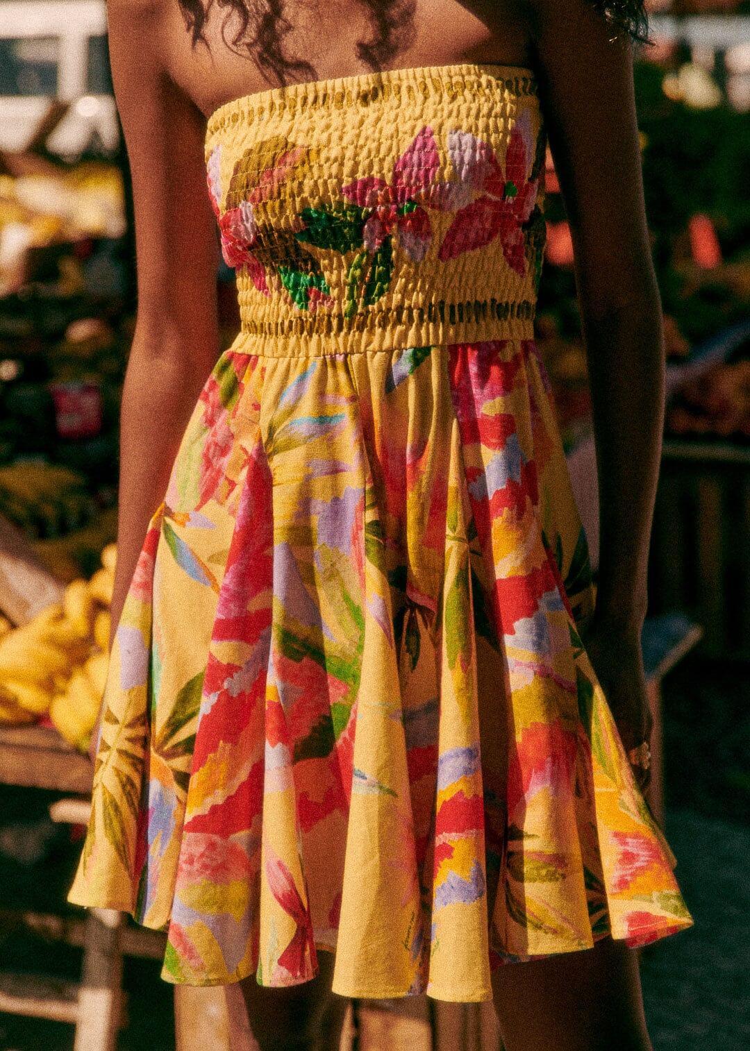 Summer Forest Yellow Olinda Short Dress, SUMMER FOREST YELLOW / XL Product Image