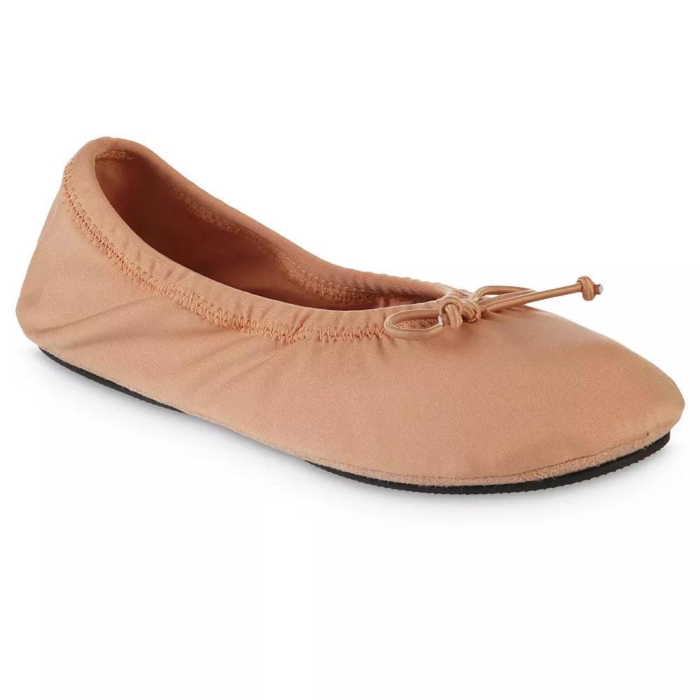 Isotoner Women's Sloan Nude Spandex Ballerina Slippers - Tobacco Brown M Product Image