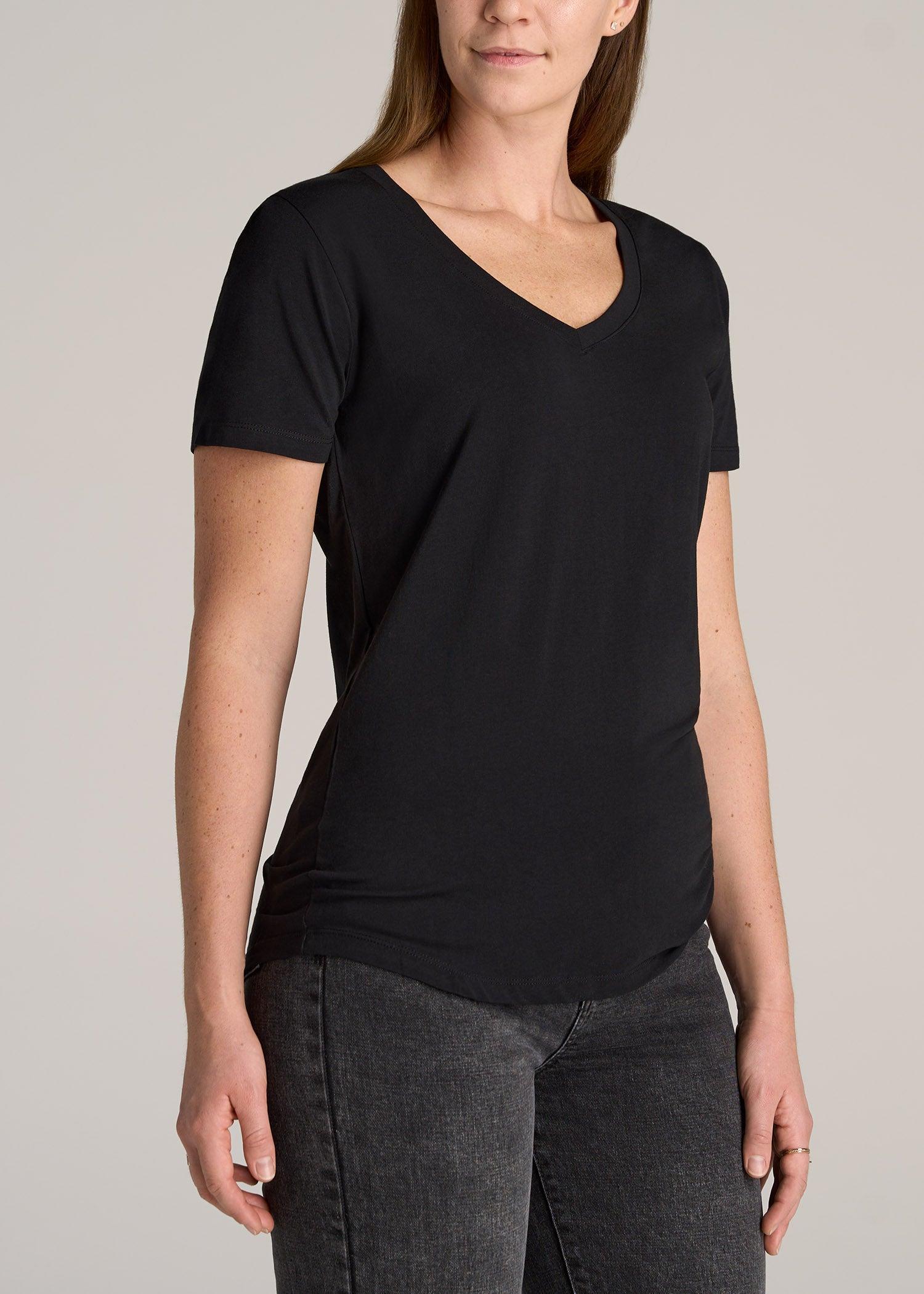 Women's Tall Scoop V-Neck Tee in Black Product Image