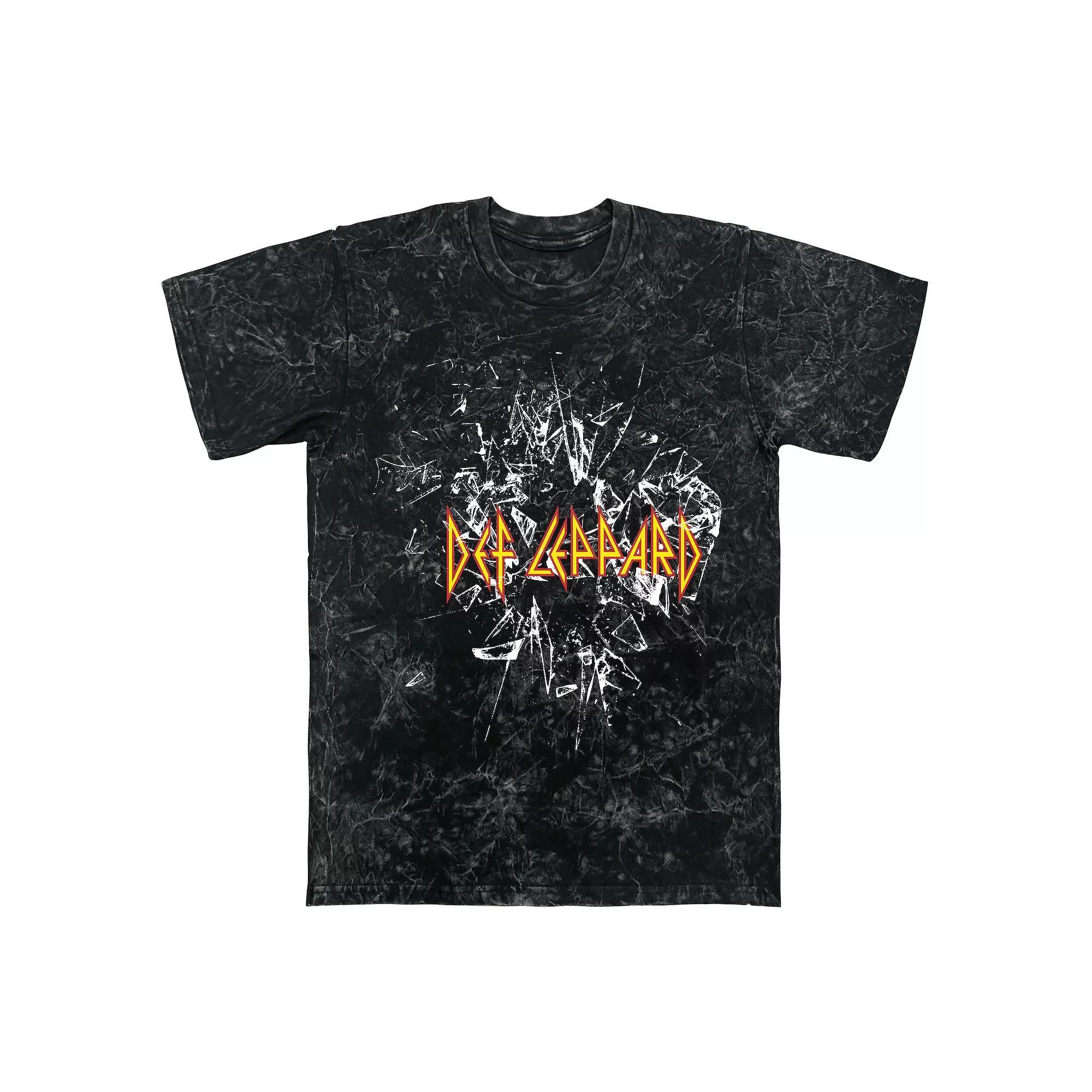 Men's Def Leppard Shatter Mineral Wash Graphic Tee, Size: XXL, Black Mineral Wash Product Image