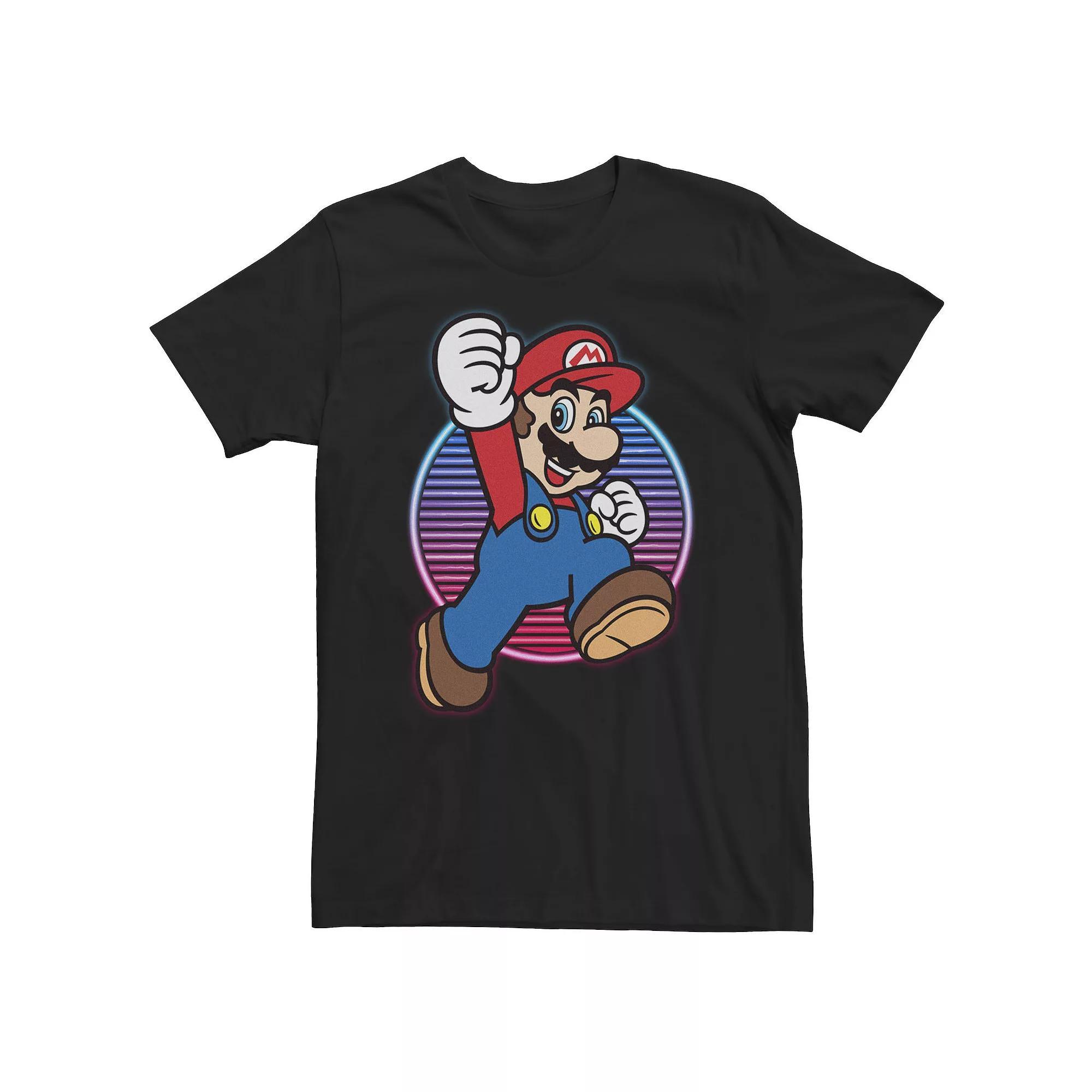 Big & Tall Nintendo Super Mario Neon Power Jump Hero Tee, Men's, Size: 4XLT, Black Product Image