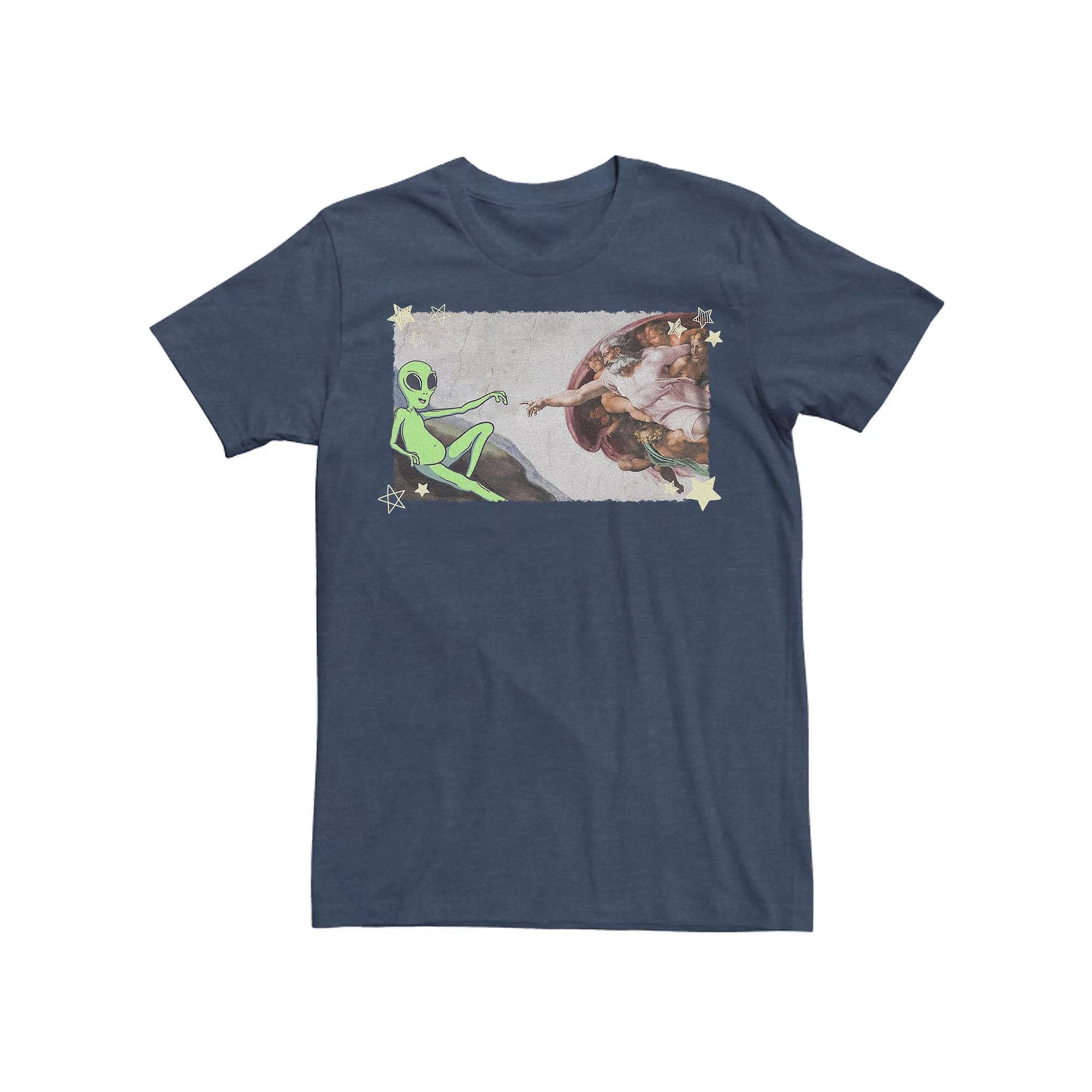 Men's The Creation Of Aliens Mural Tee, Size: XXL, Navy Grey Product Image