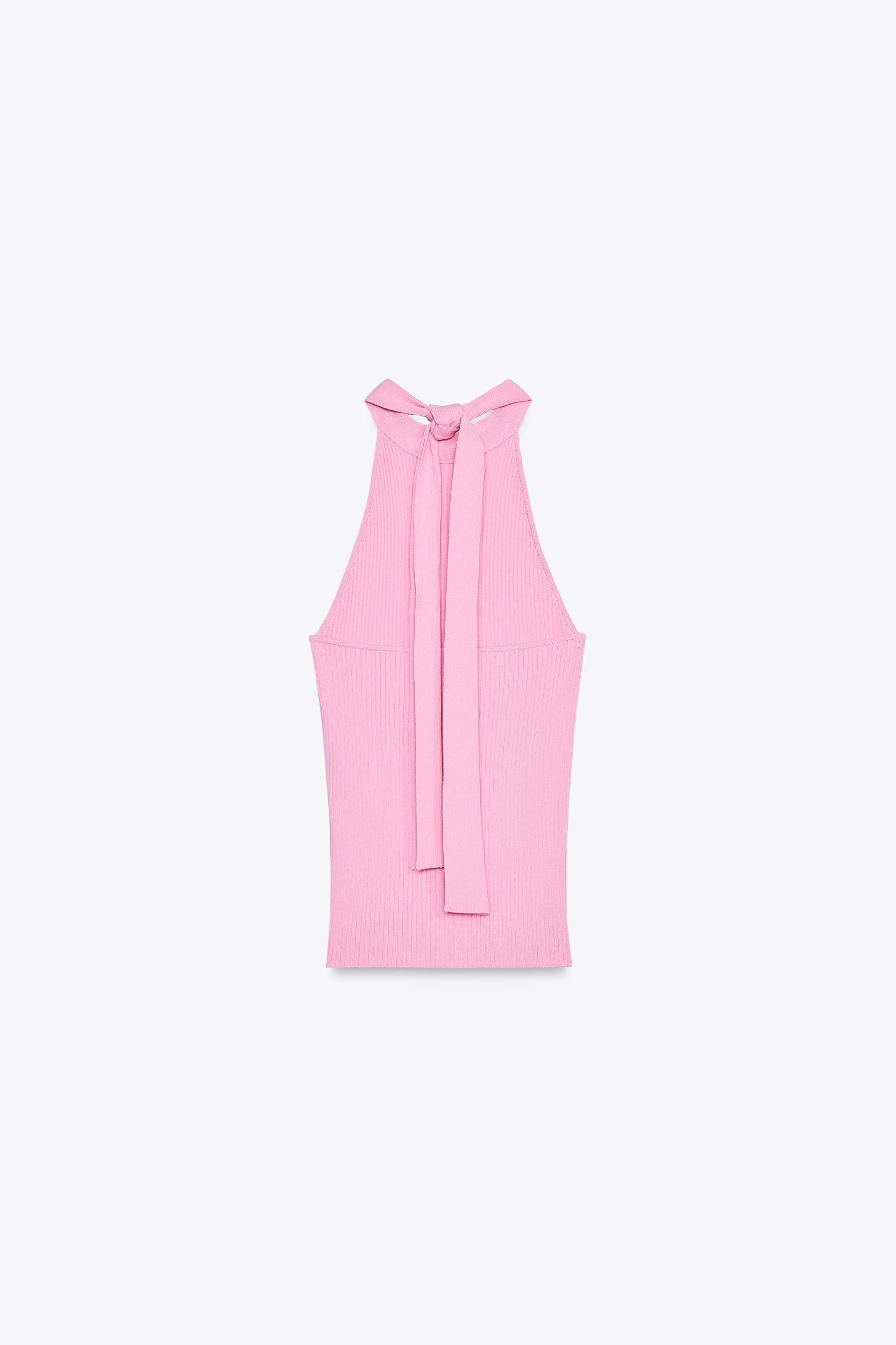 TIED KNIT HALTER TOP Product Image