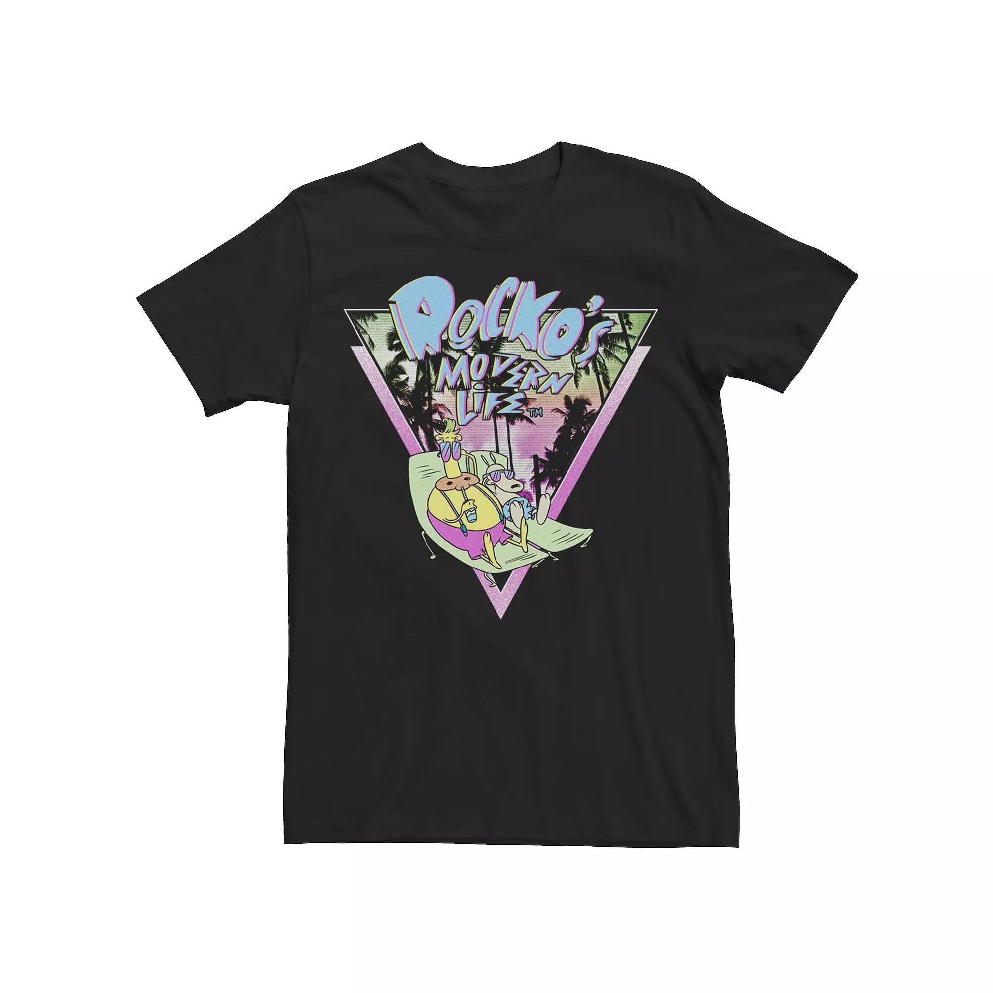 Big & Tall Nickelodeon Rocko's Modern Life Tanning Retro Palm Trees Tee, Men's, Size: 4XL, Black Product Image